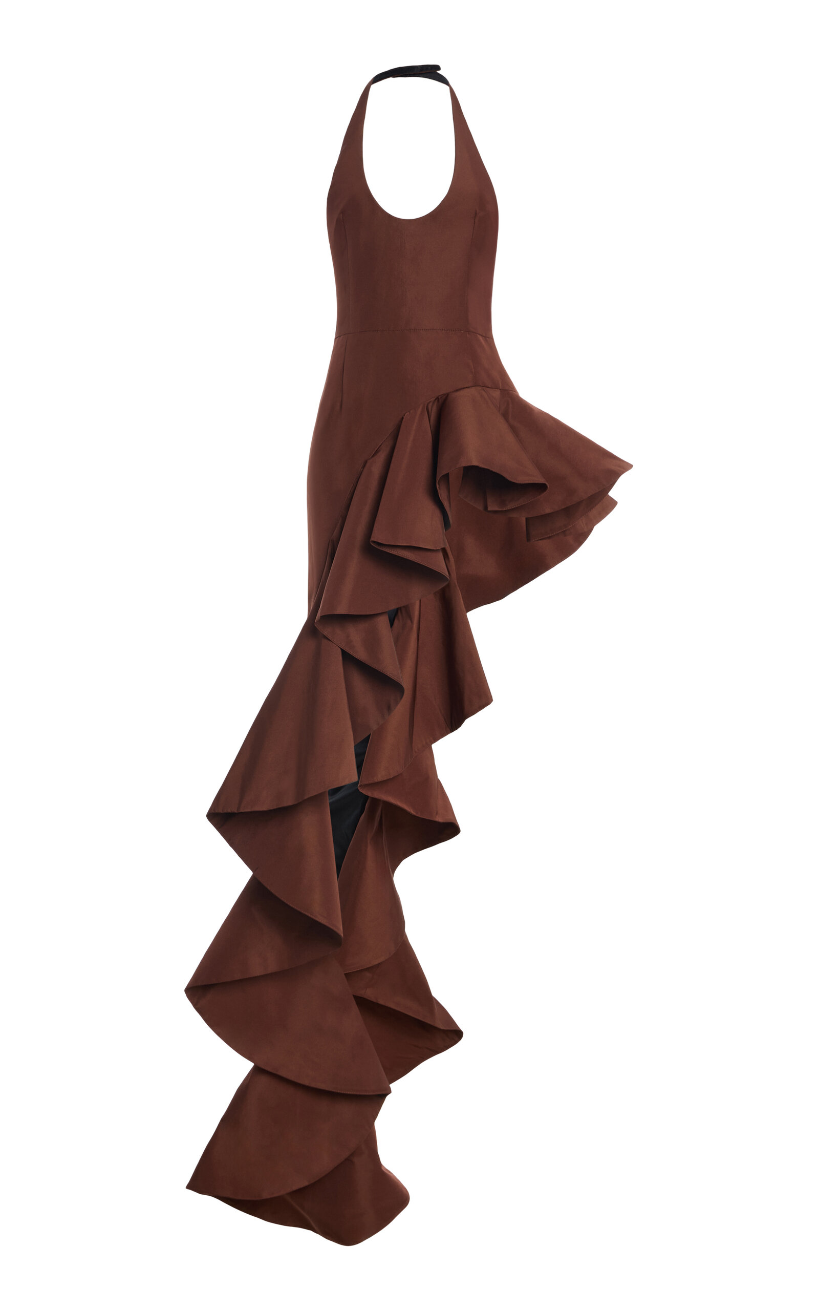 Laquan Smith Ruffle-hem Top In Brown