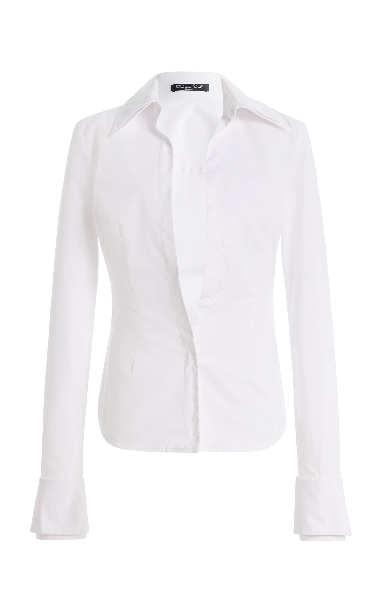 Laquan Smith Plunging Neckline Cotton-blend Shirt In White