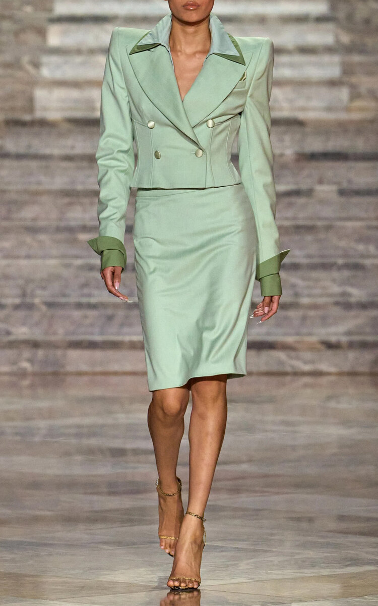Laquan Smith Double Cuff And Collar Shirt In Green