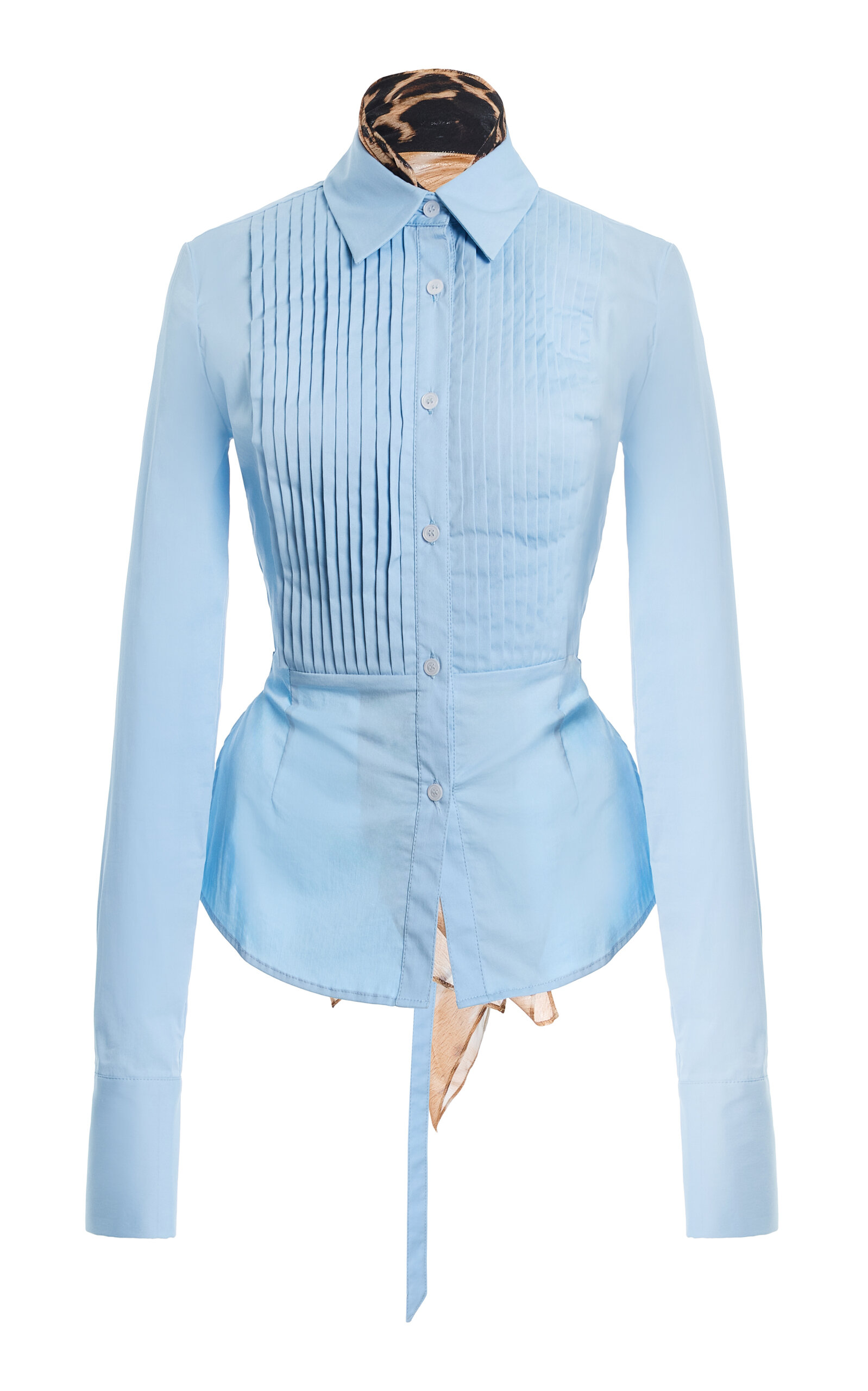 Laquan Smith Open-back Tuxedo Shirt In Light Blue
