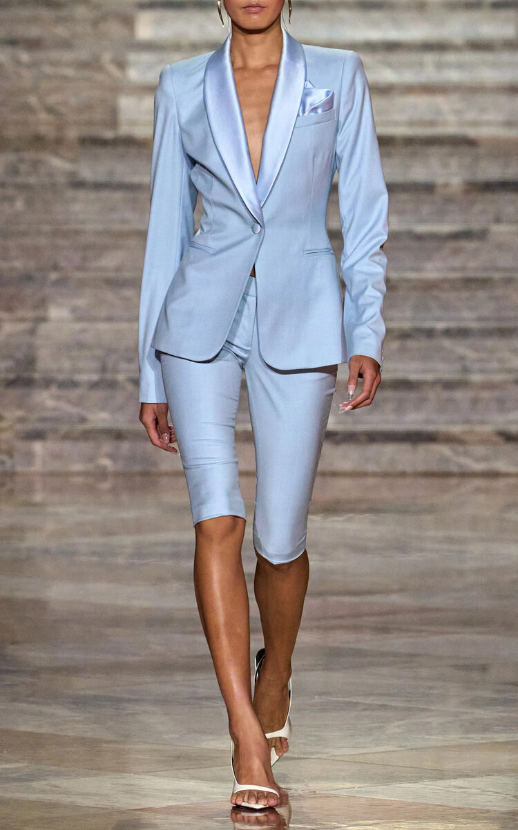 Laquan Smith Shawl Collar Blazer In Light Blue