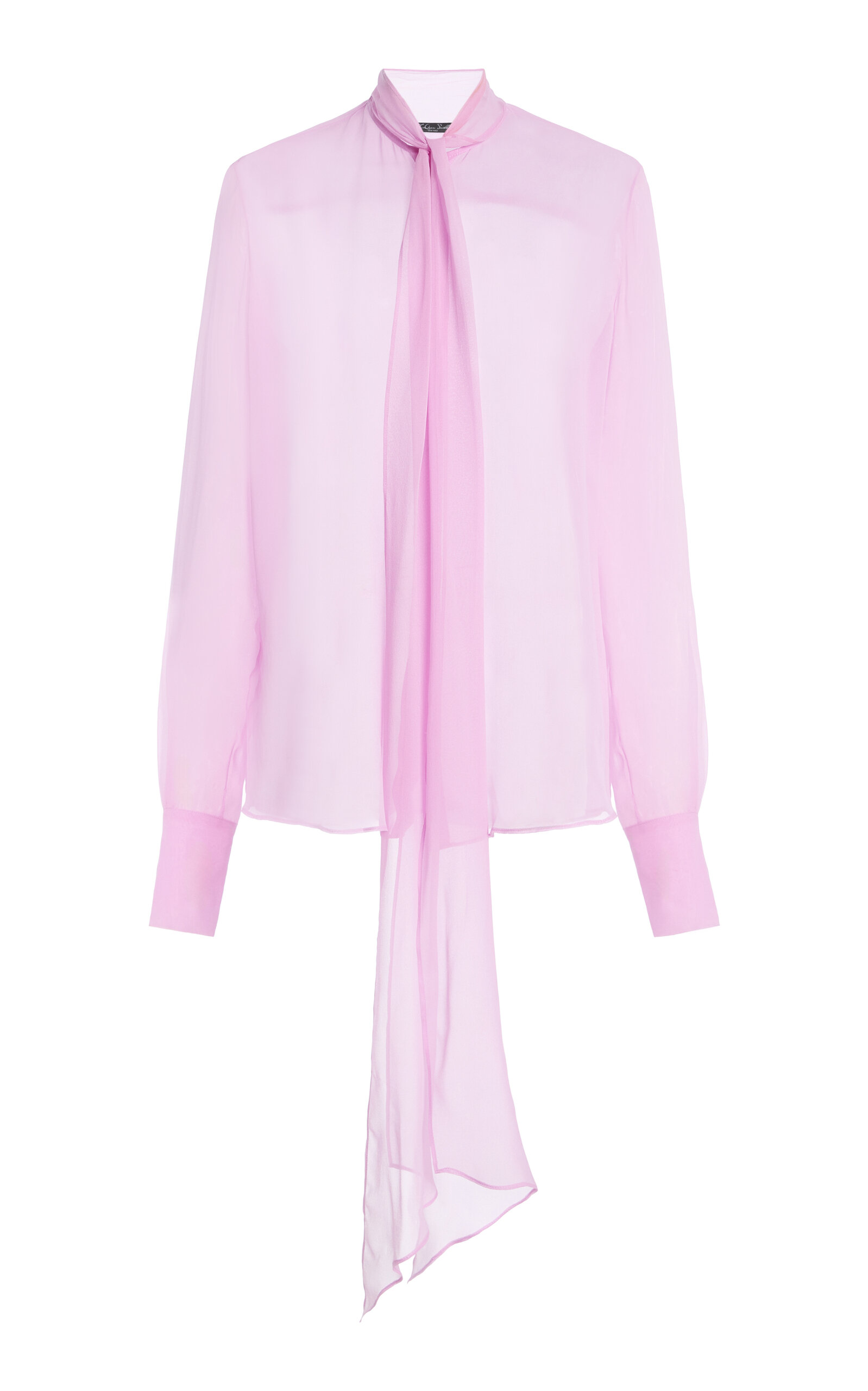 Laquan Smith Tie-detail Silk-blend Top In Pink