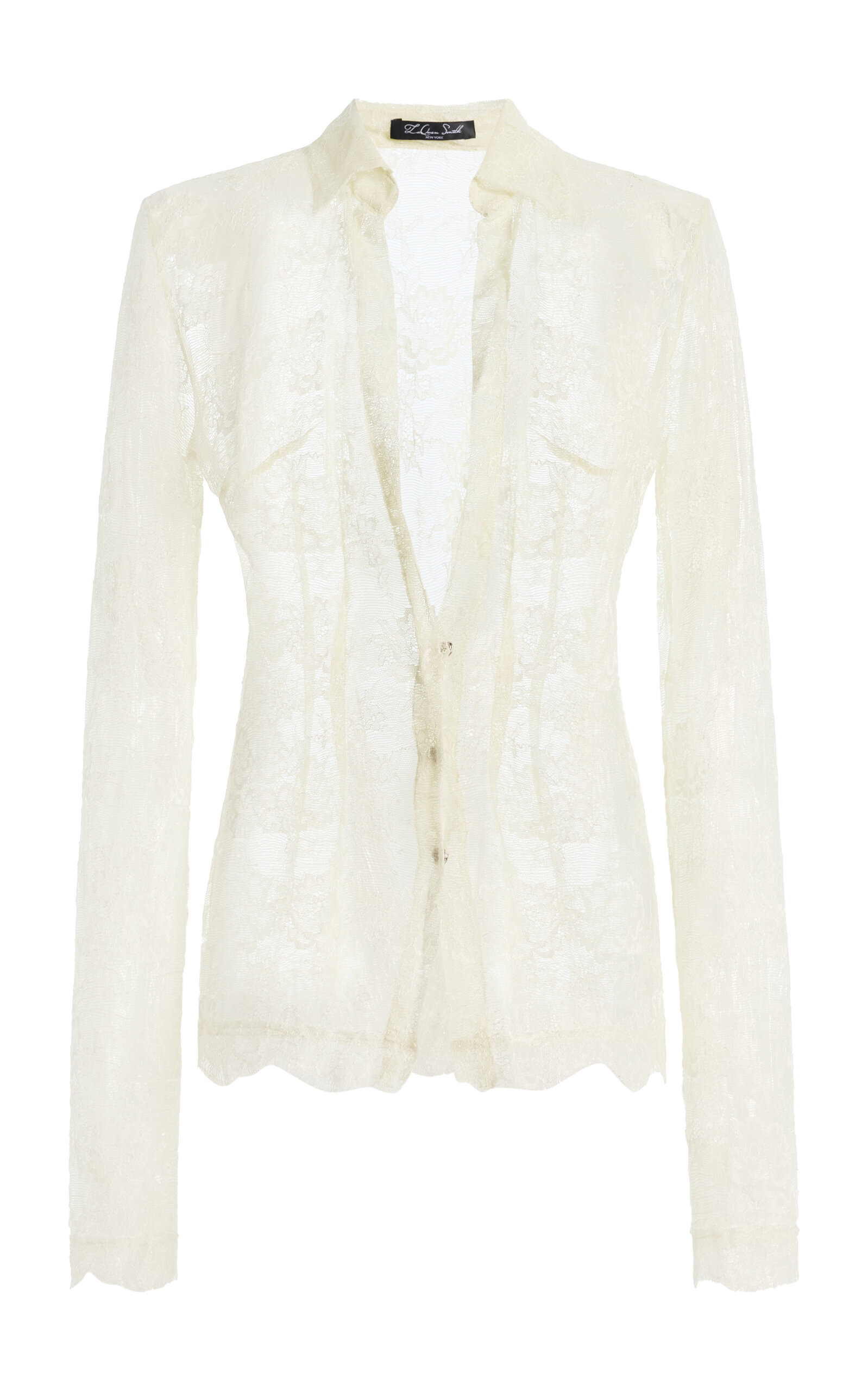 Laquan Smith Lace Button-up Top In White
