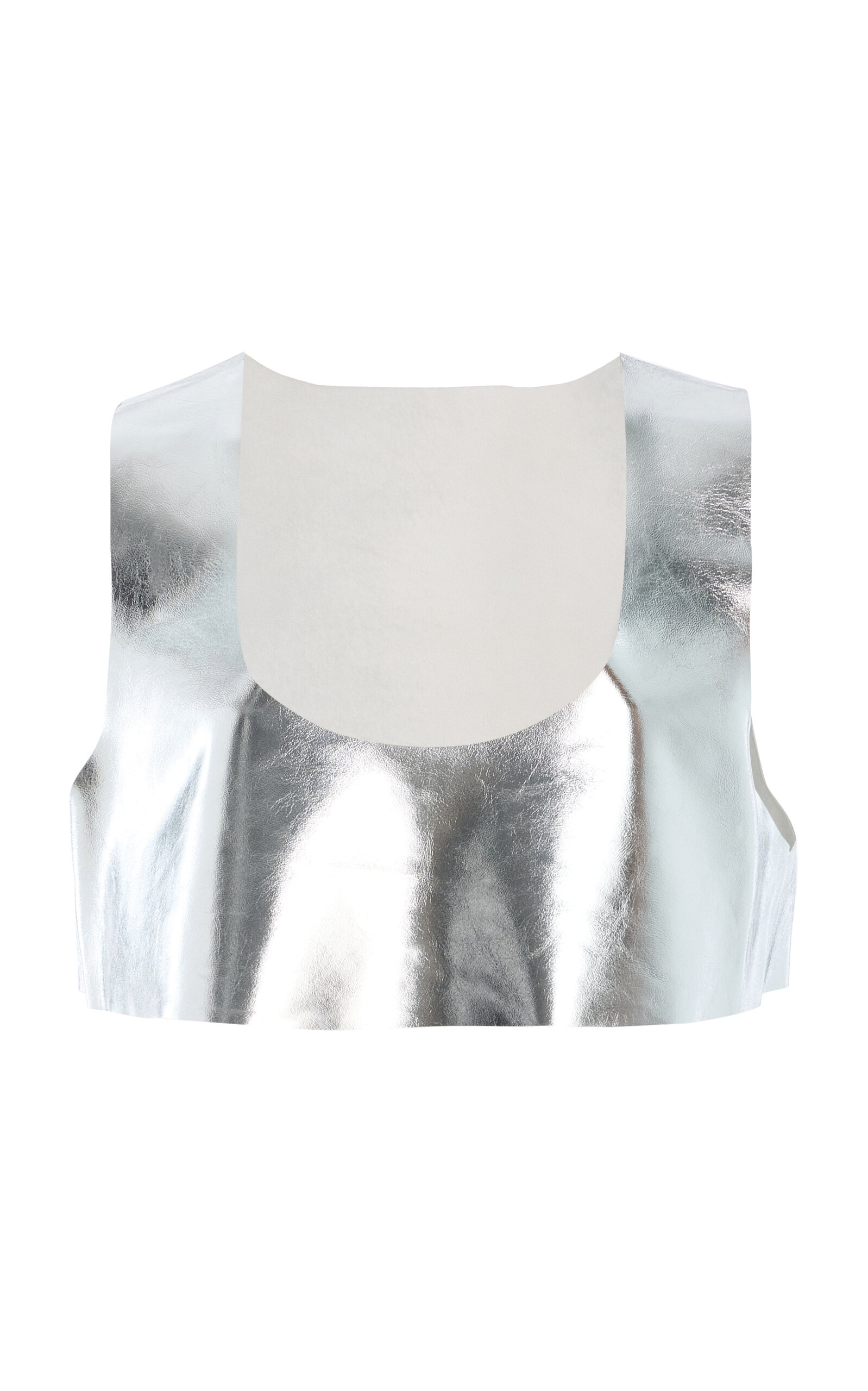 Zankov Emily Leather Crop Top In Silver