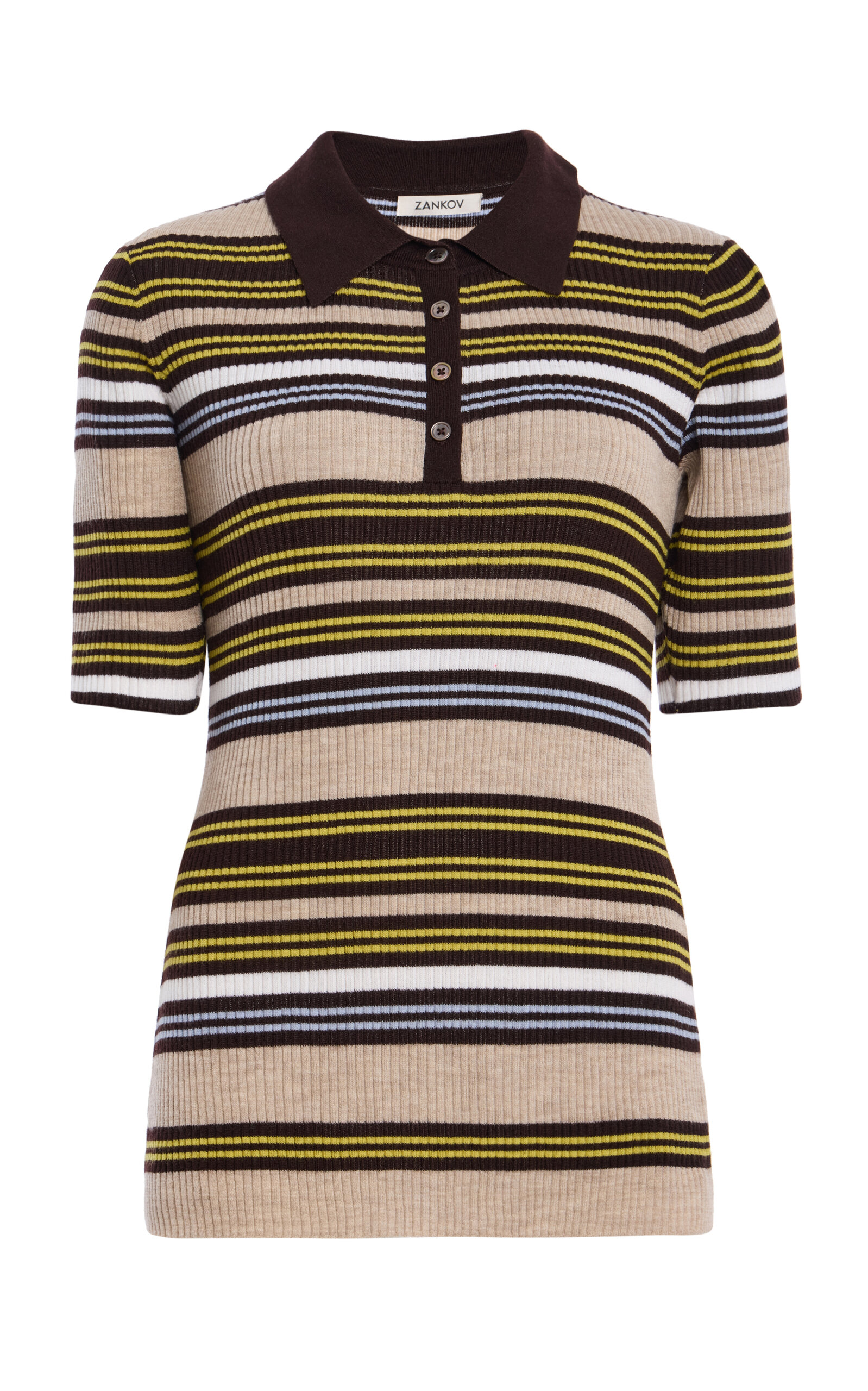 Zankov Janis Knit Polo Top In Stripe