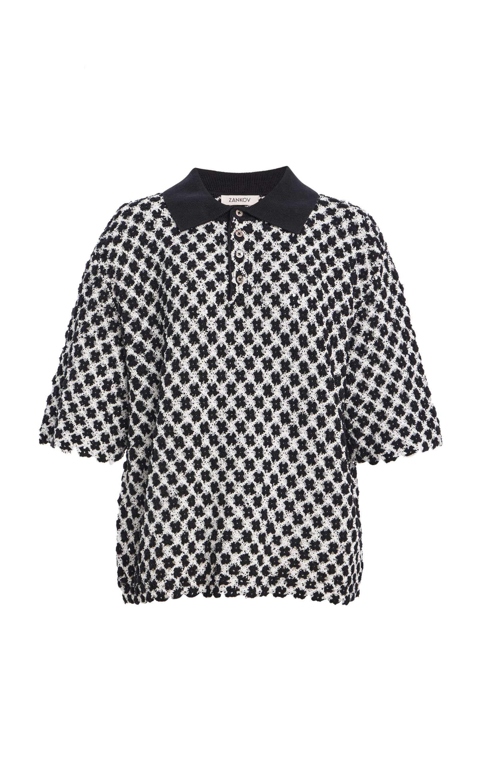 Zankov Valauris Cotton Polo Top In Black,white