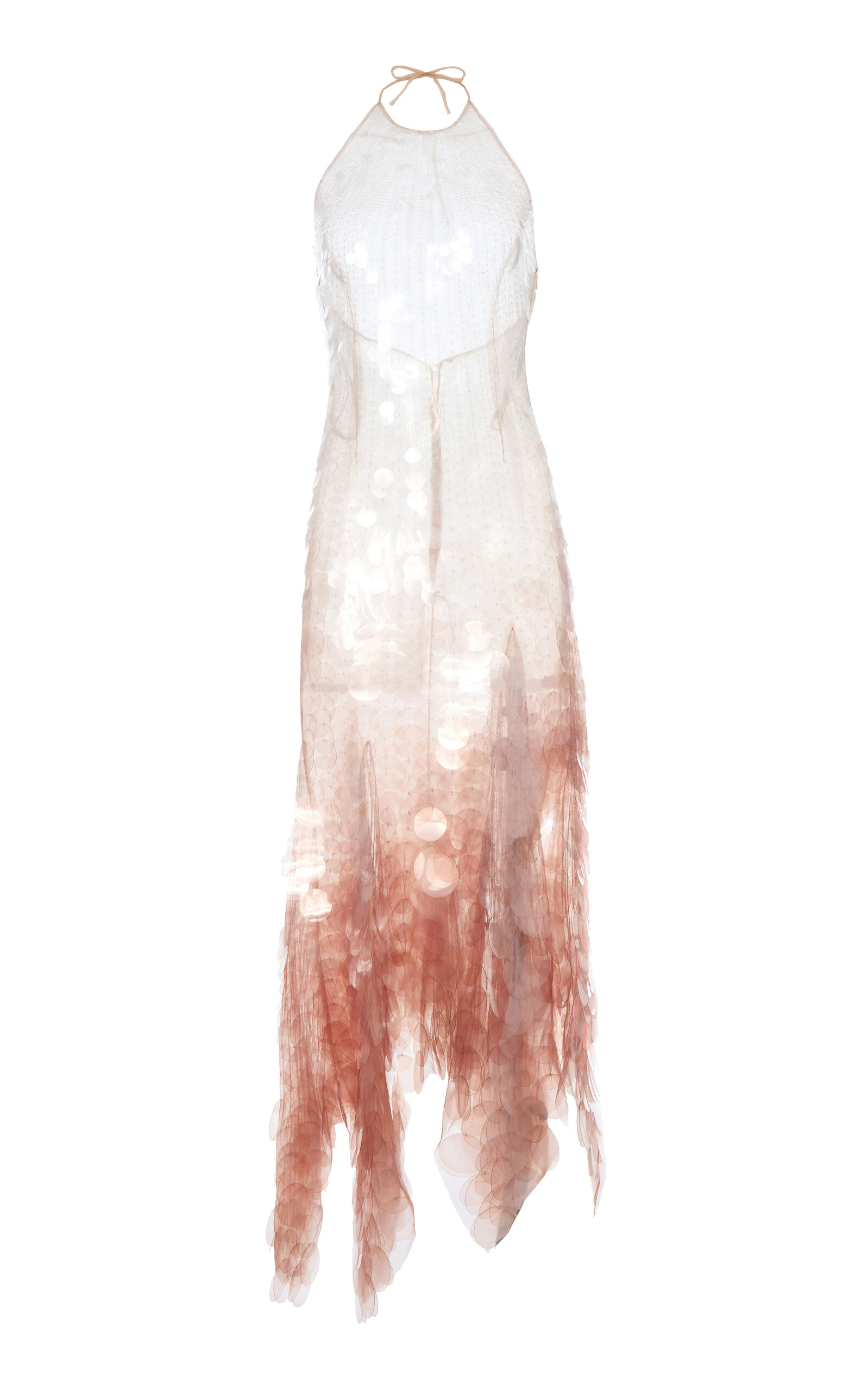 Monse Handkerchief Sequined Gown In Nude