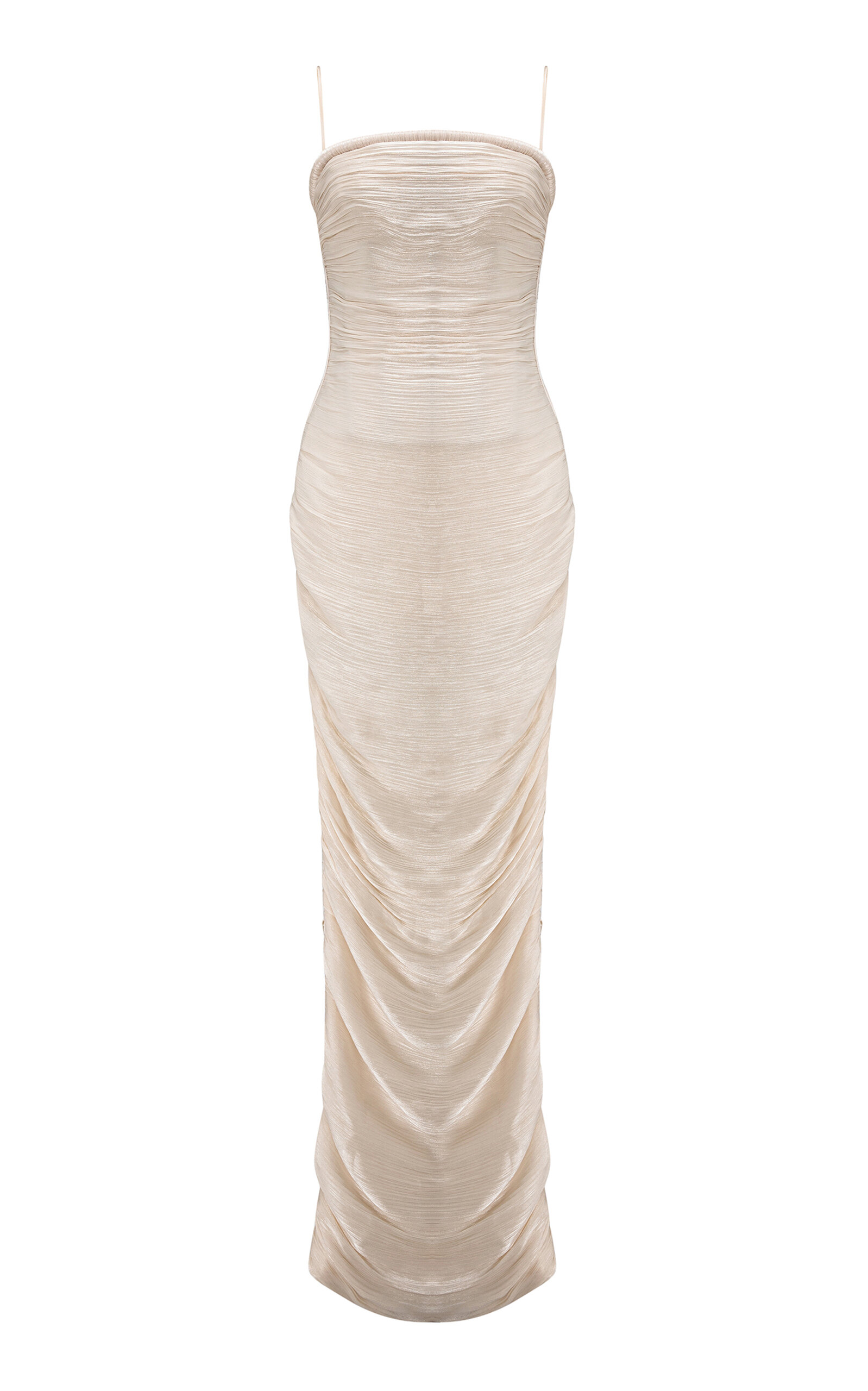 Marmar Halim Pleated Chiffon Maxi Dress In Ivory
