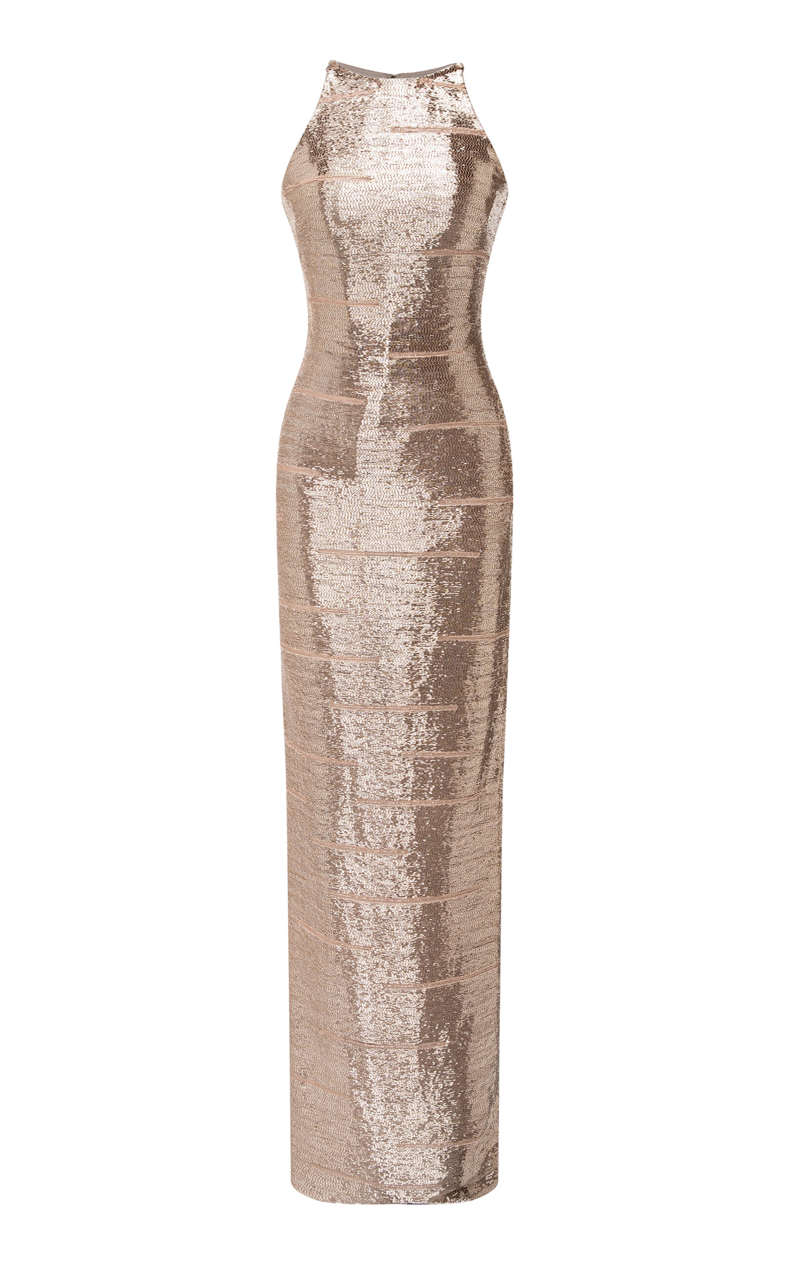 Marmar Halim Embroidered High-neck Maxi Dress In Gold