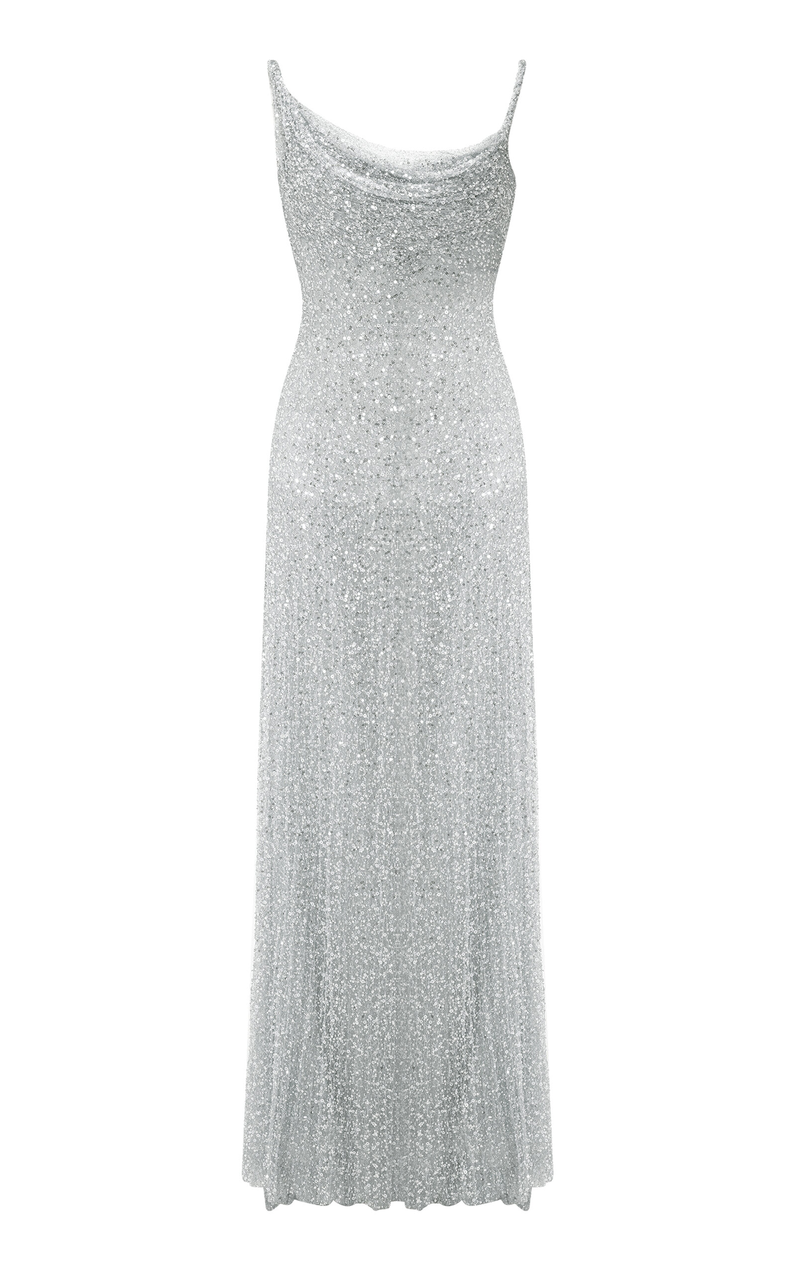 Marmar Halim Cowl-neck Embroidered Maxi Dress In Grey