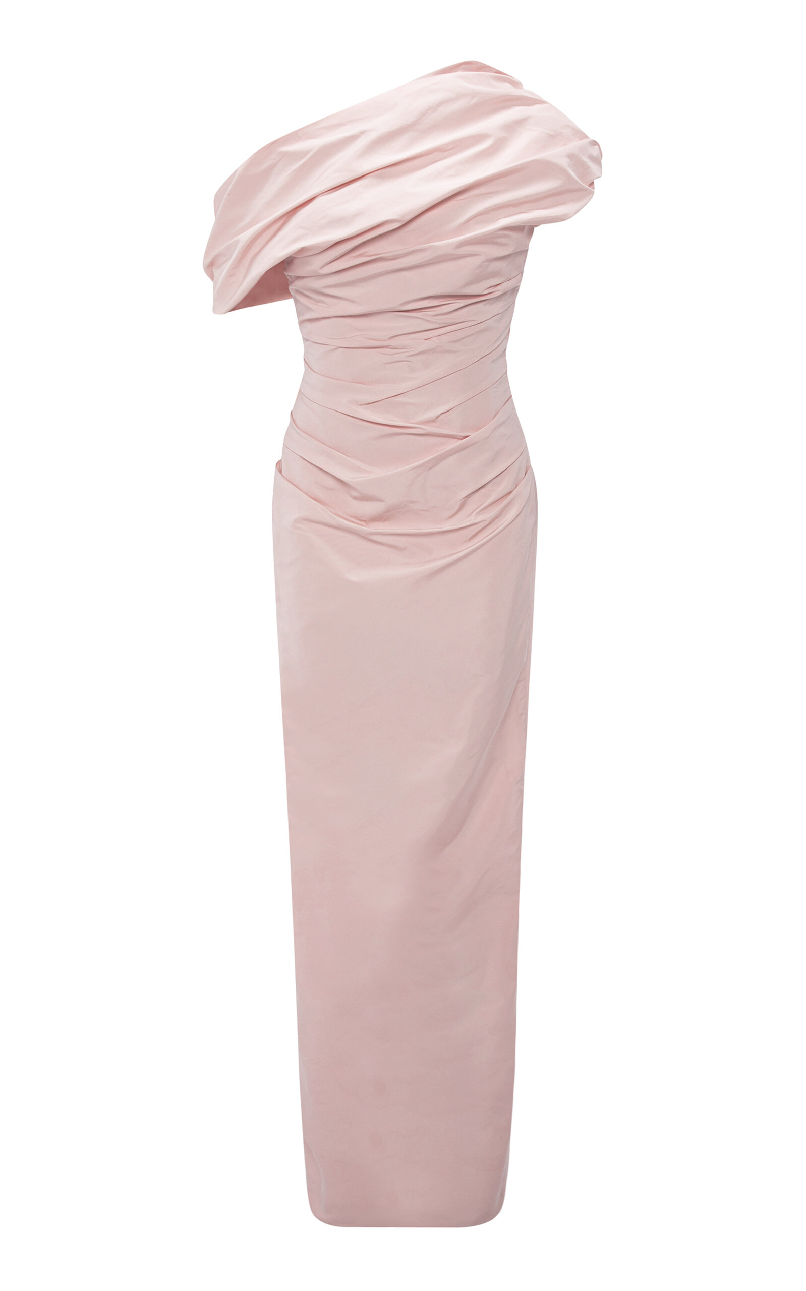 Marmar Halim Asymmetrical Draped Taffeta Maxi Dress In Light Pink