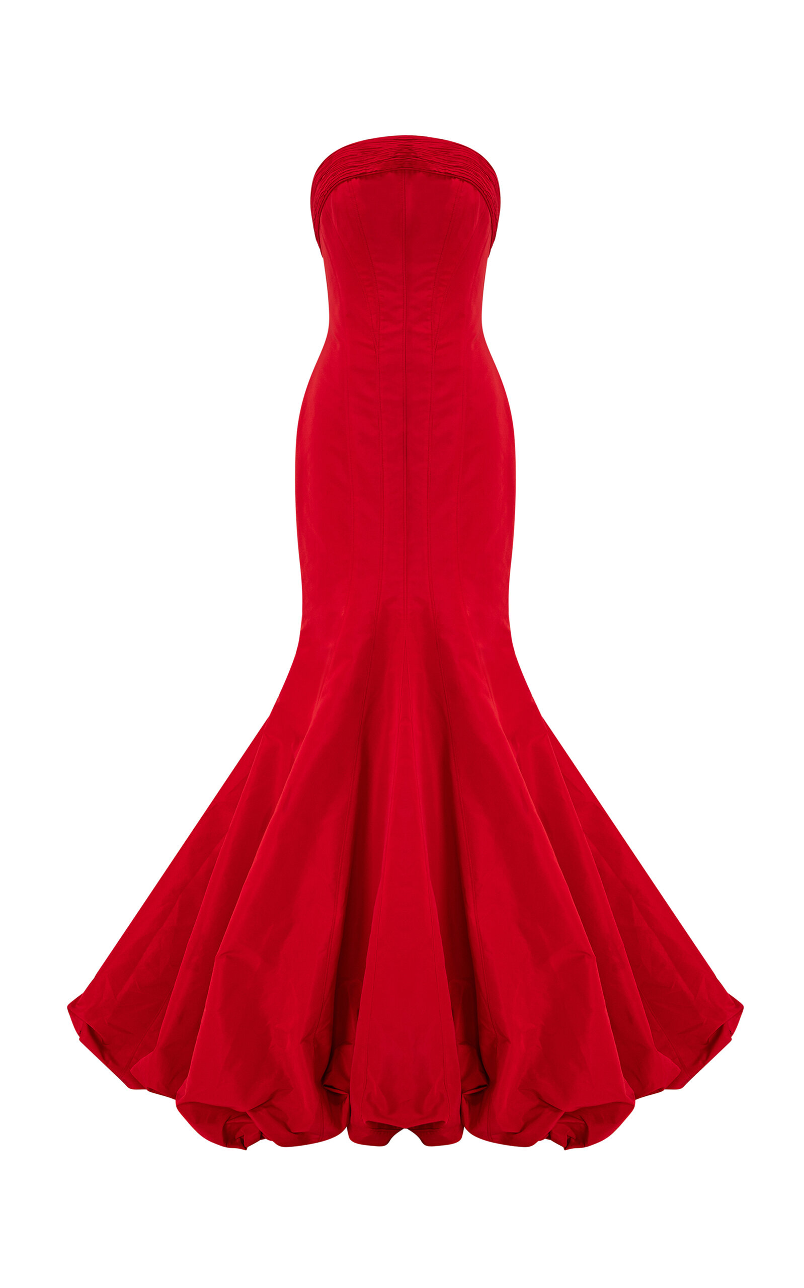 Marmar Halim Strapless Taffeta Fish-cut Gown In Red