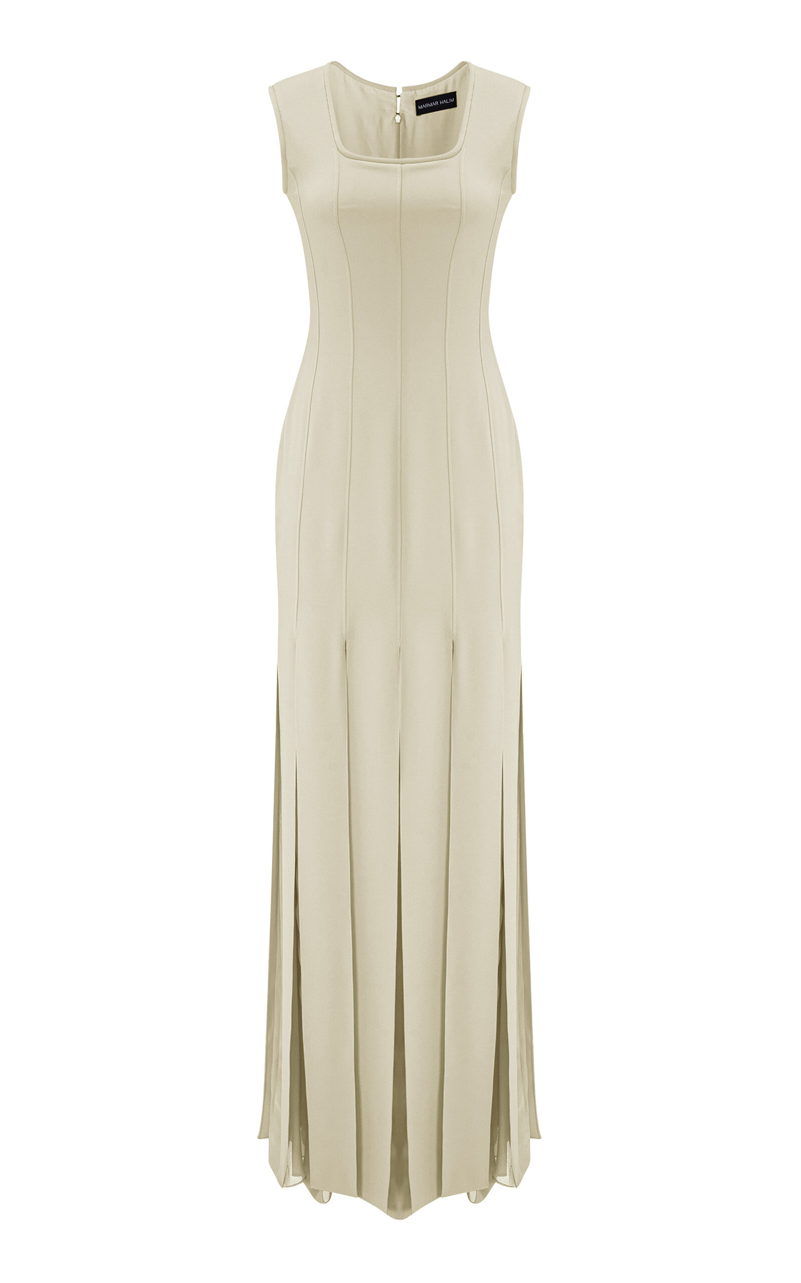 Marmar Halim Scoop-neck Crepe And Chiffon Gown In Green