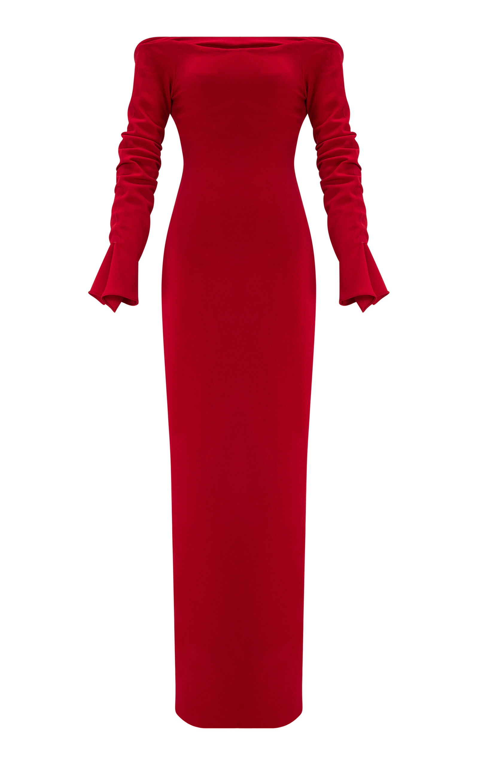 Marmar Halim Off-shoulder Draped Crepe Gown In Red