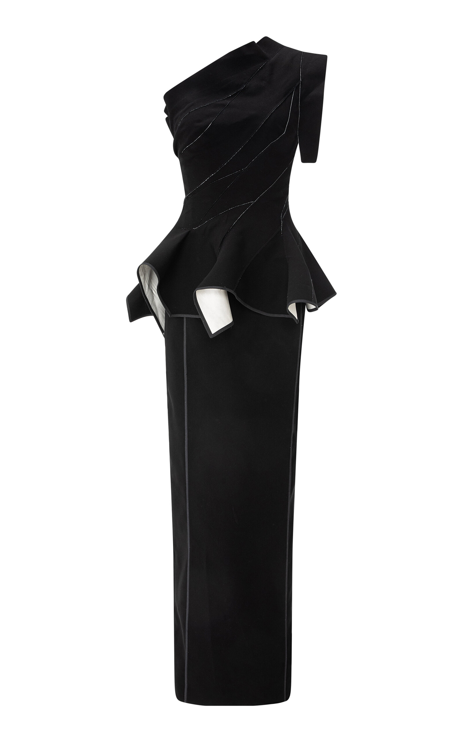 Marmar Halim One-shoulder Crepe Maxi Dress In Black