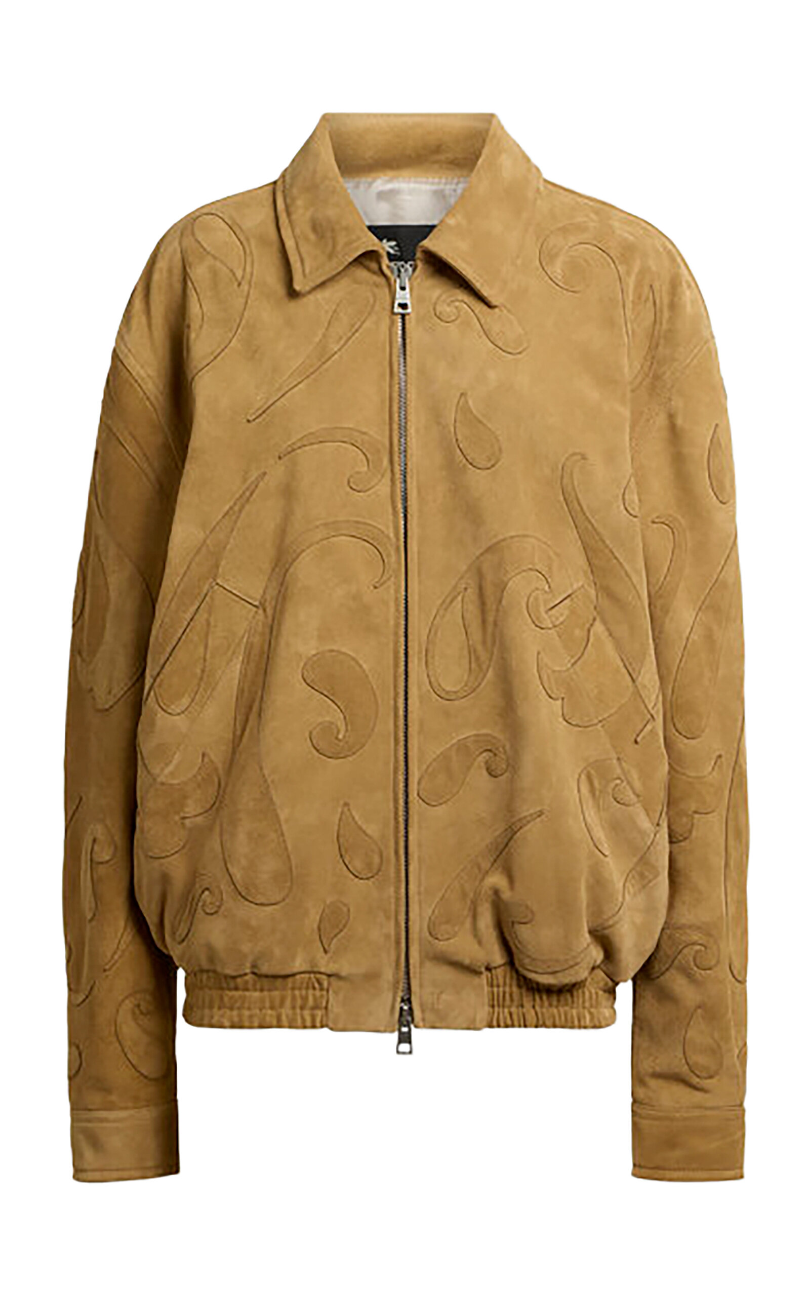 Etro Patterned Leather Jacket In Brown