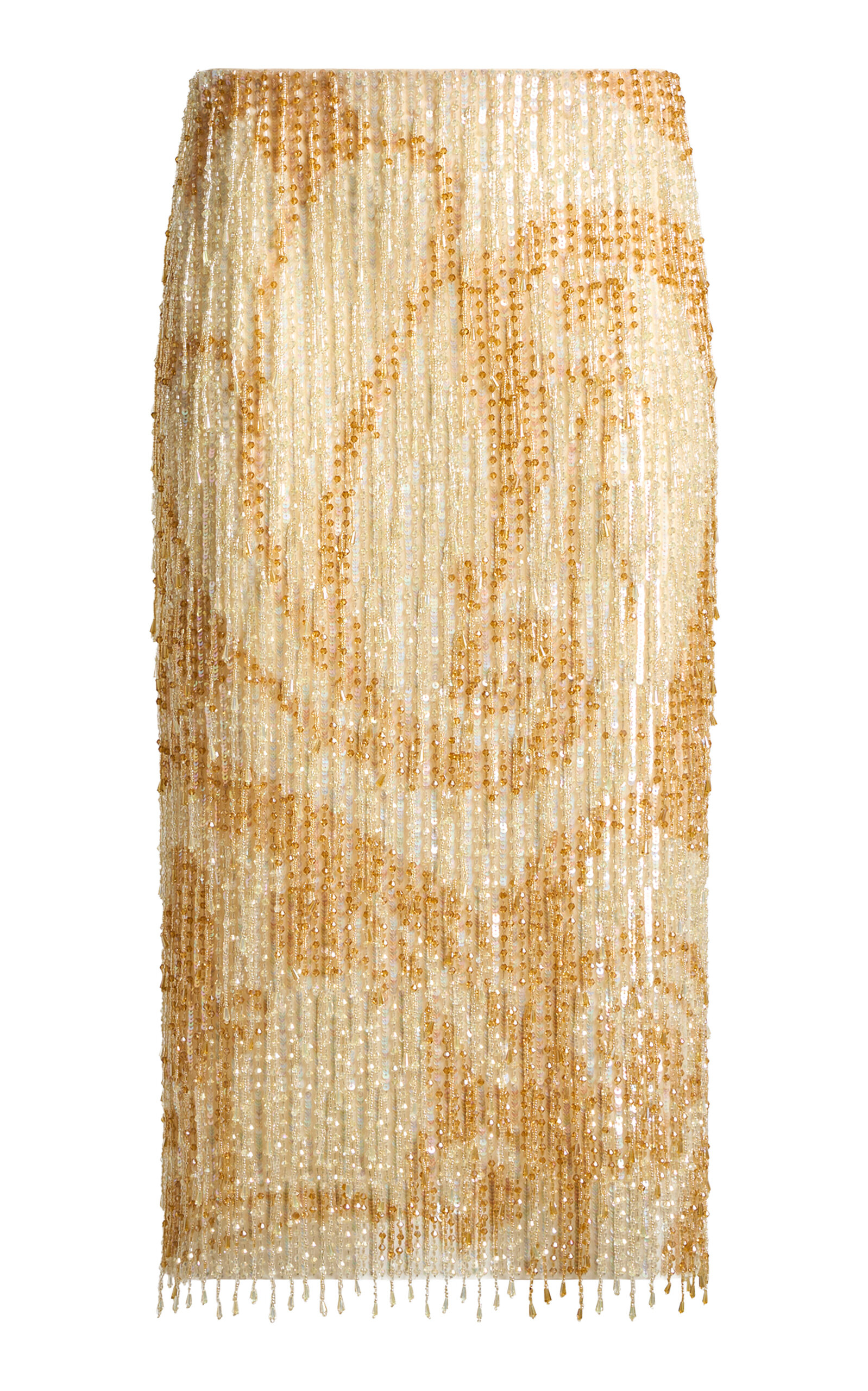Etro Embellished Leather Midi Skirt In Neutral