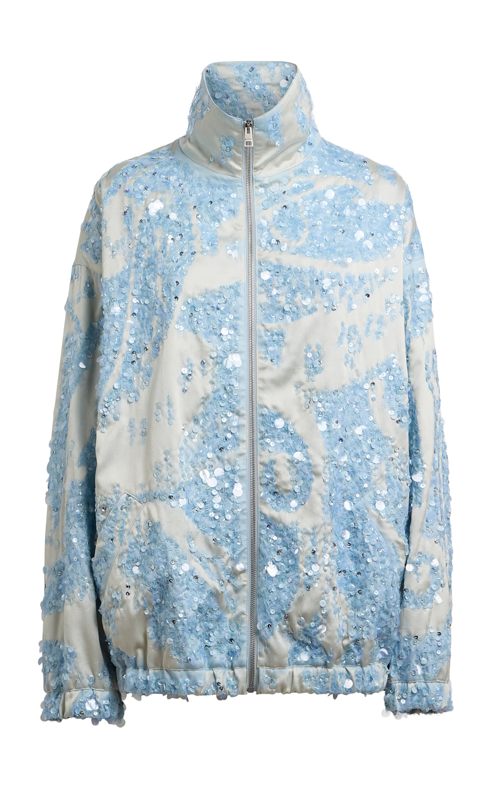 Etro Embellished Cotton-blend Jacket In Blue