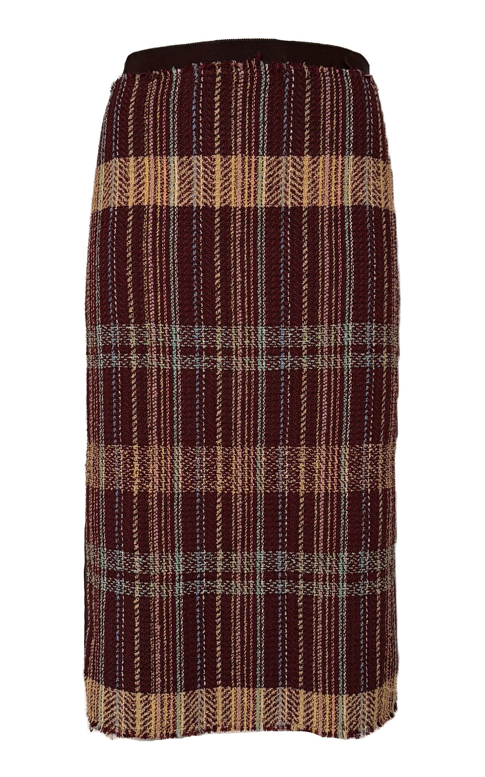 Etro Plaid Cotton-blend Midi Skirt In Brown