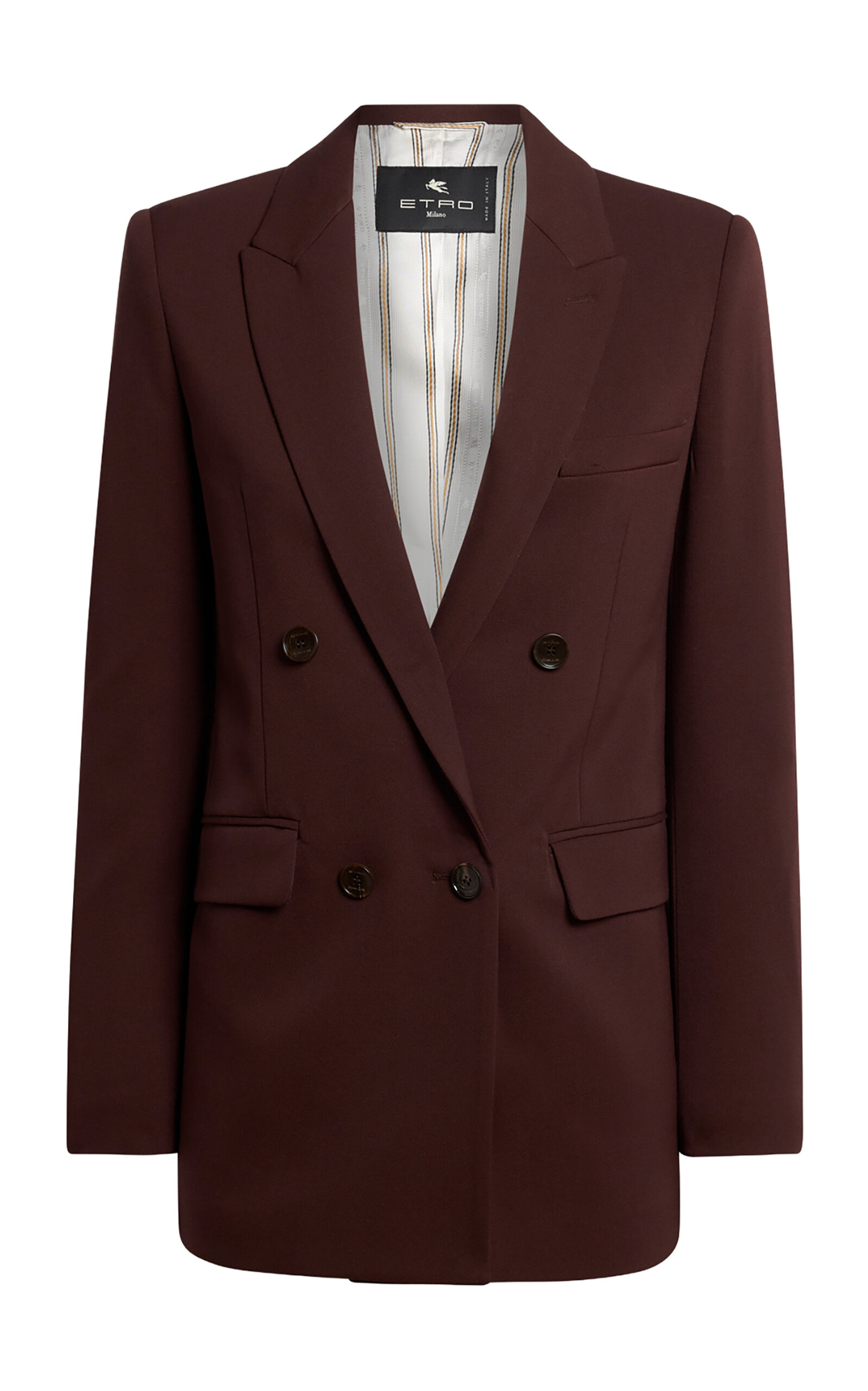 Etro Single-breasted Wool-blend Blazer In Brown