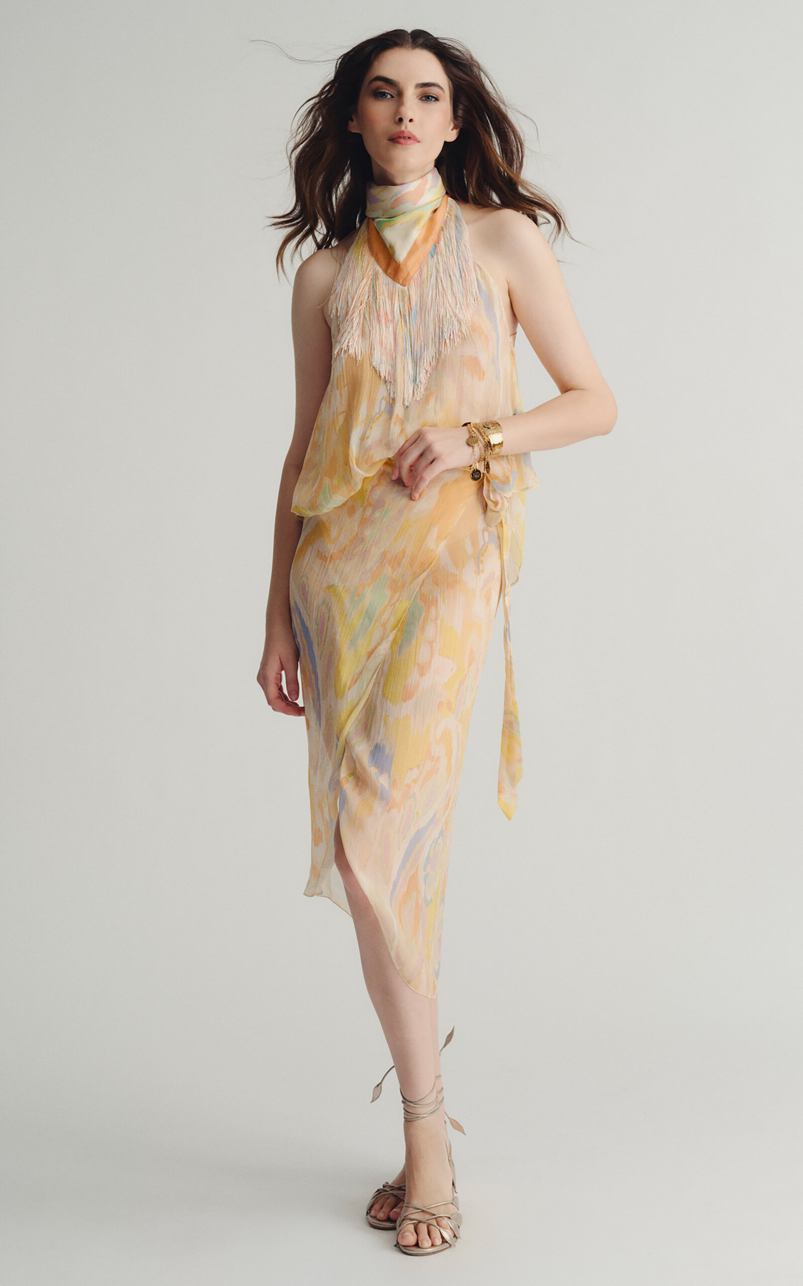 Etro Printed Midi Skirt In Yellow