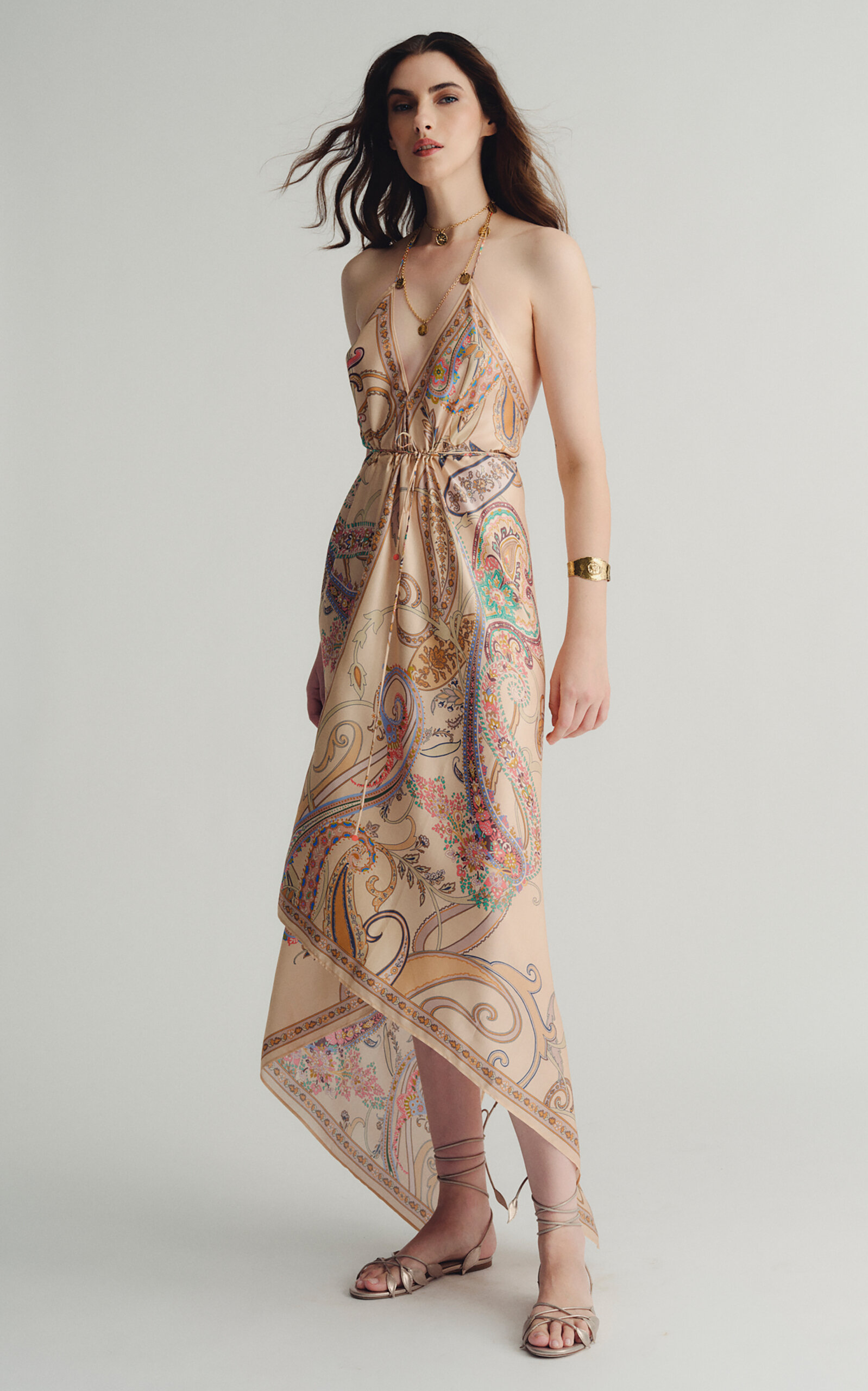 Etro Foulard-printed Midi Dress In Transparent