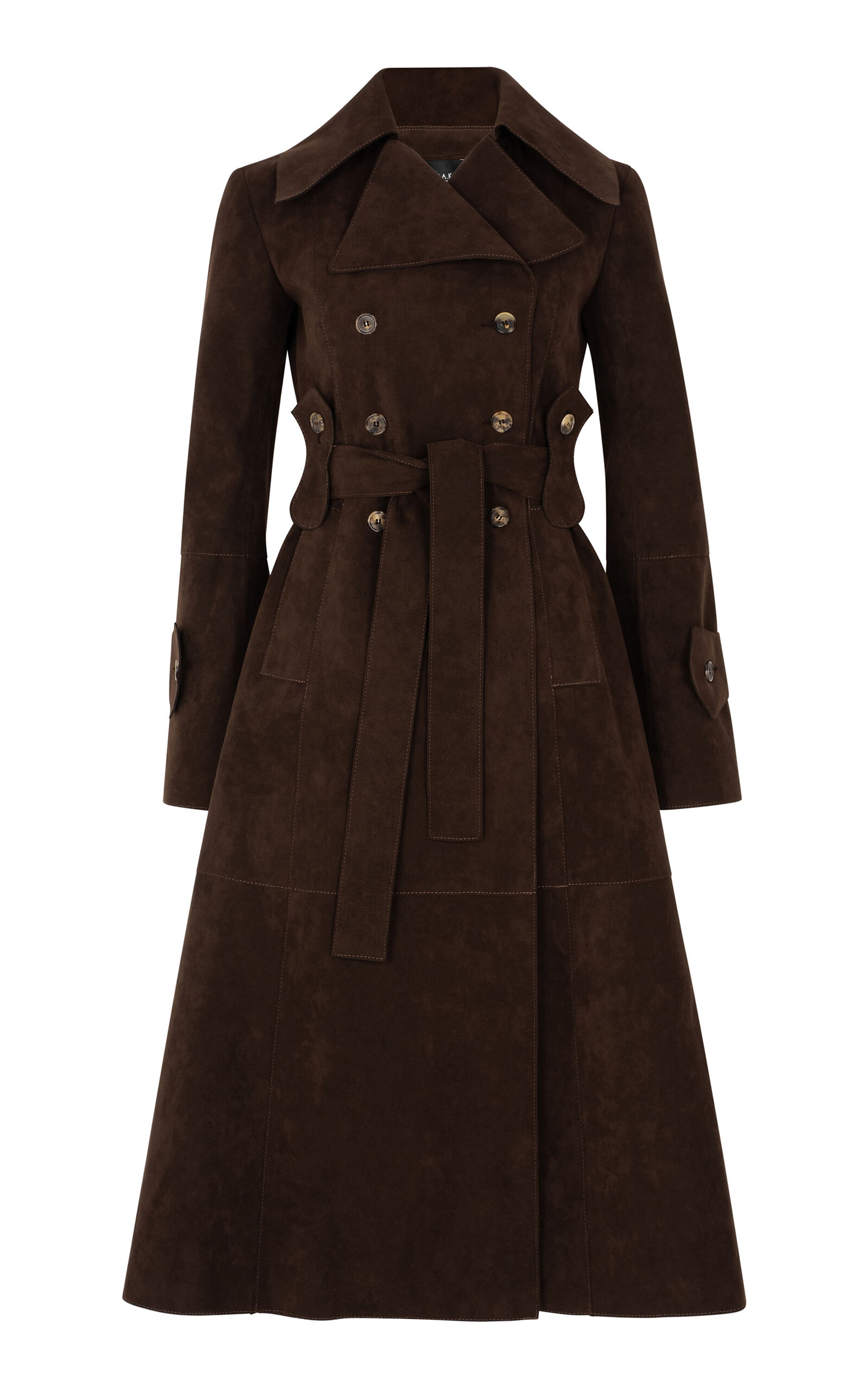 A.w.a.k.e. Mode Belted Twill Trench Coat In Brown
