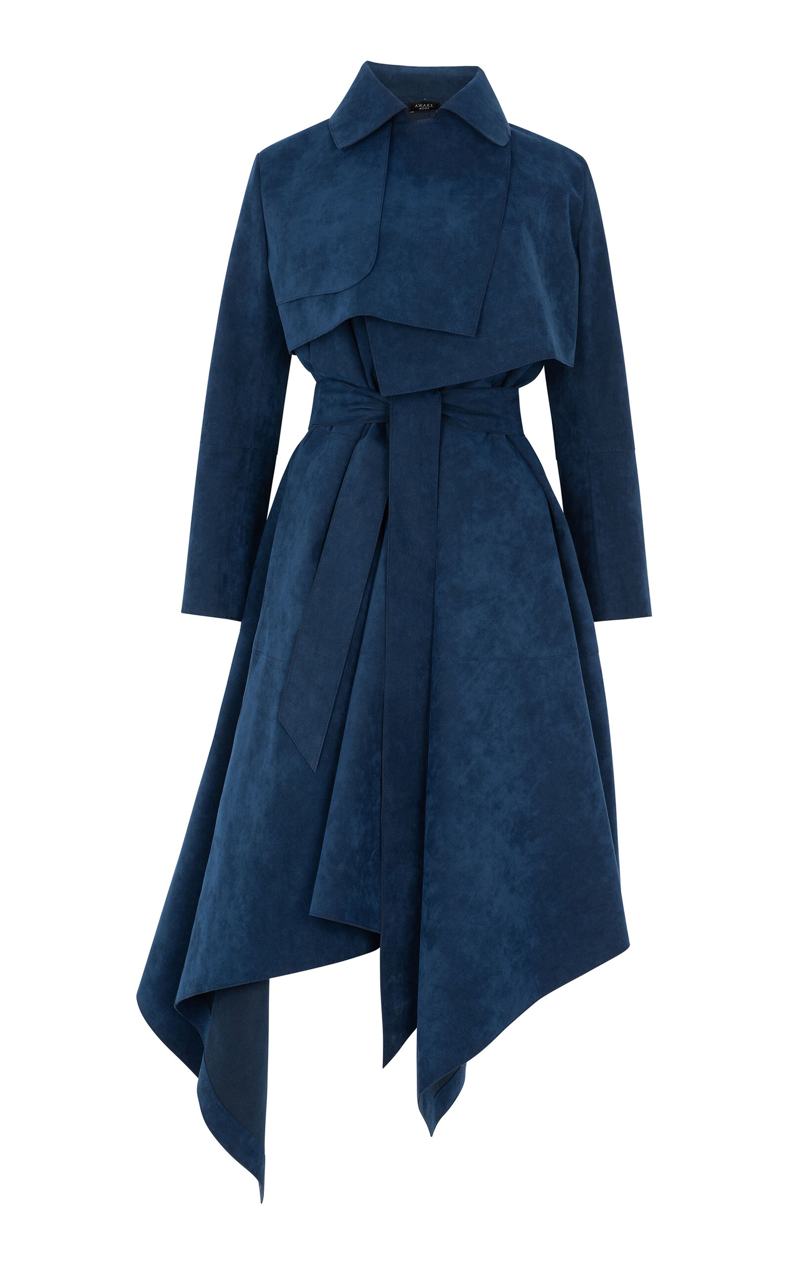 A.w.a.k.e. Mode Asymmetrical Twill Coat In Navy