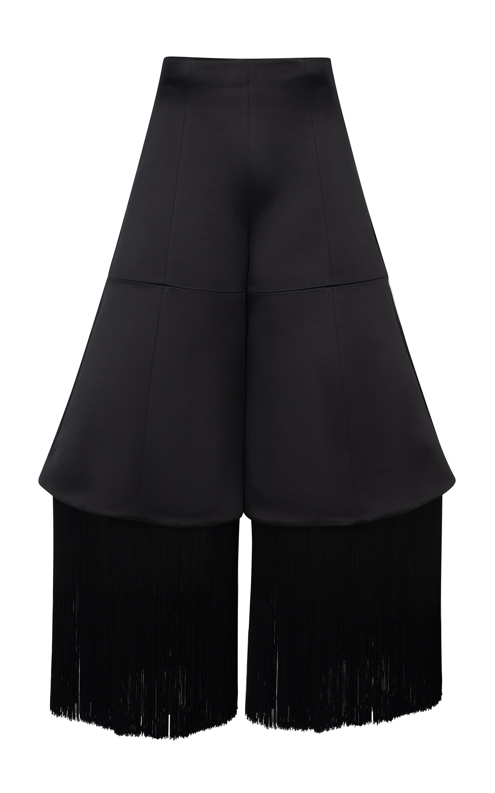 Fringed Satin Wide-Leg Culottes