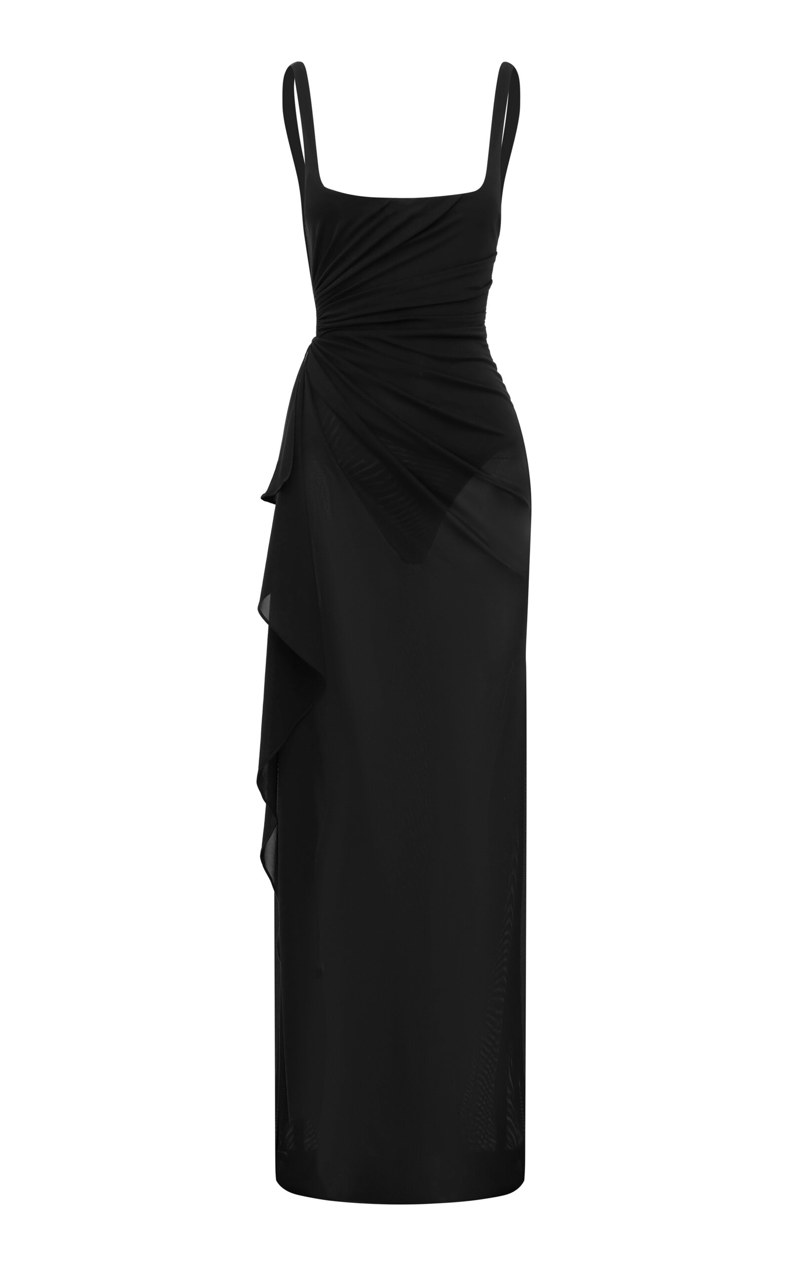 Portrait Draped Powermesh Gown
