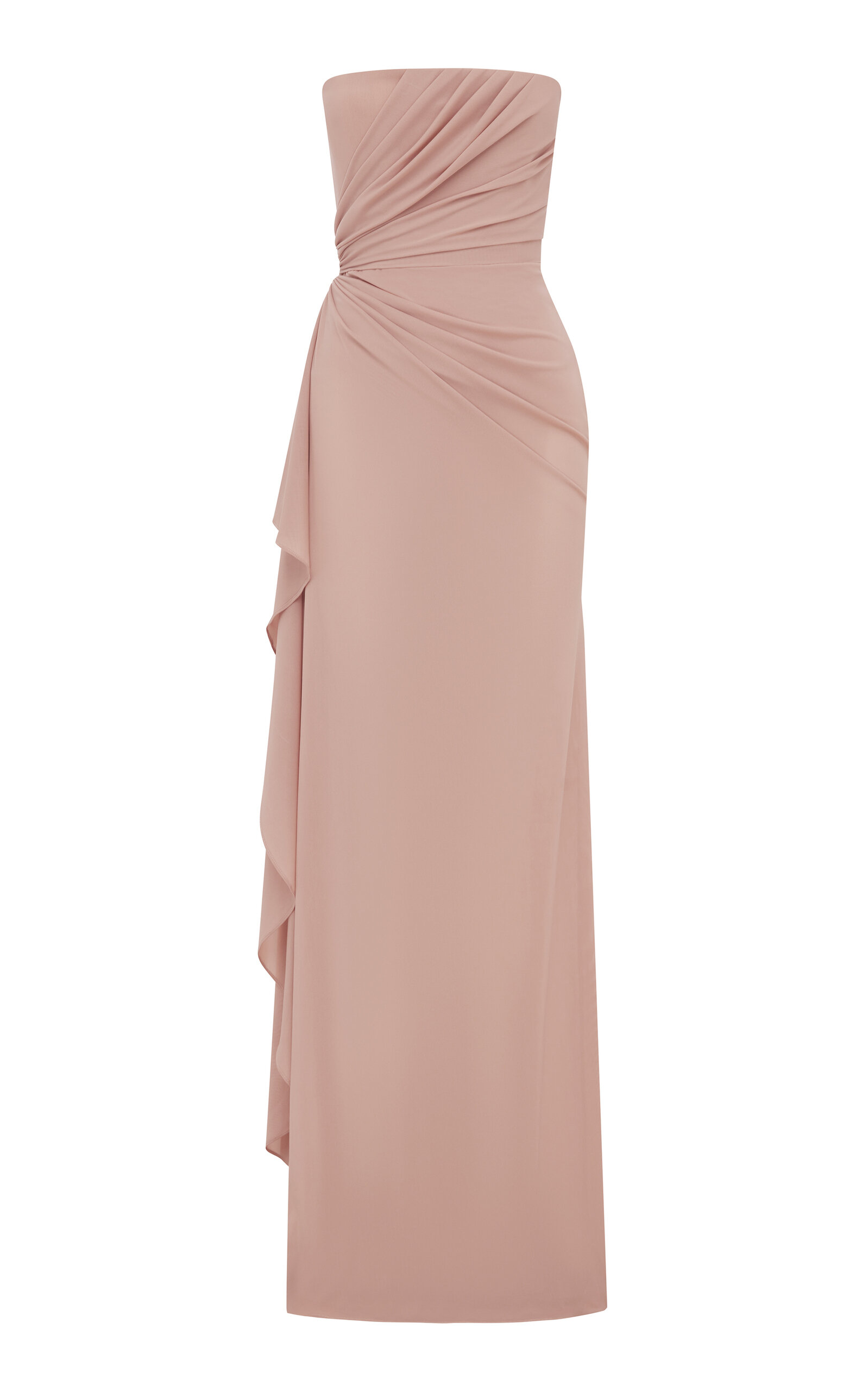 Strapless Draped Powermesh Gown