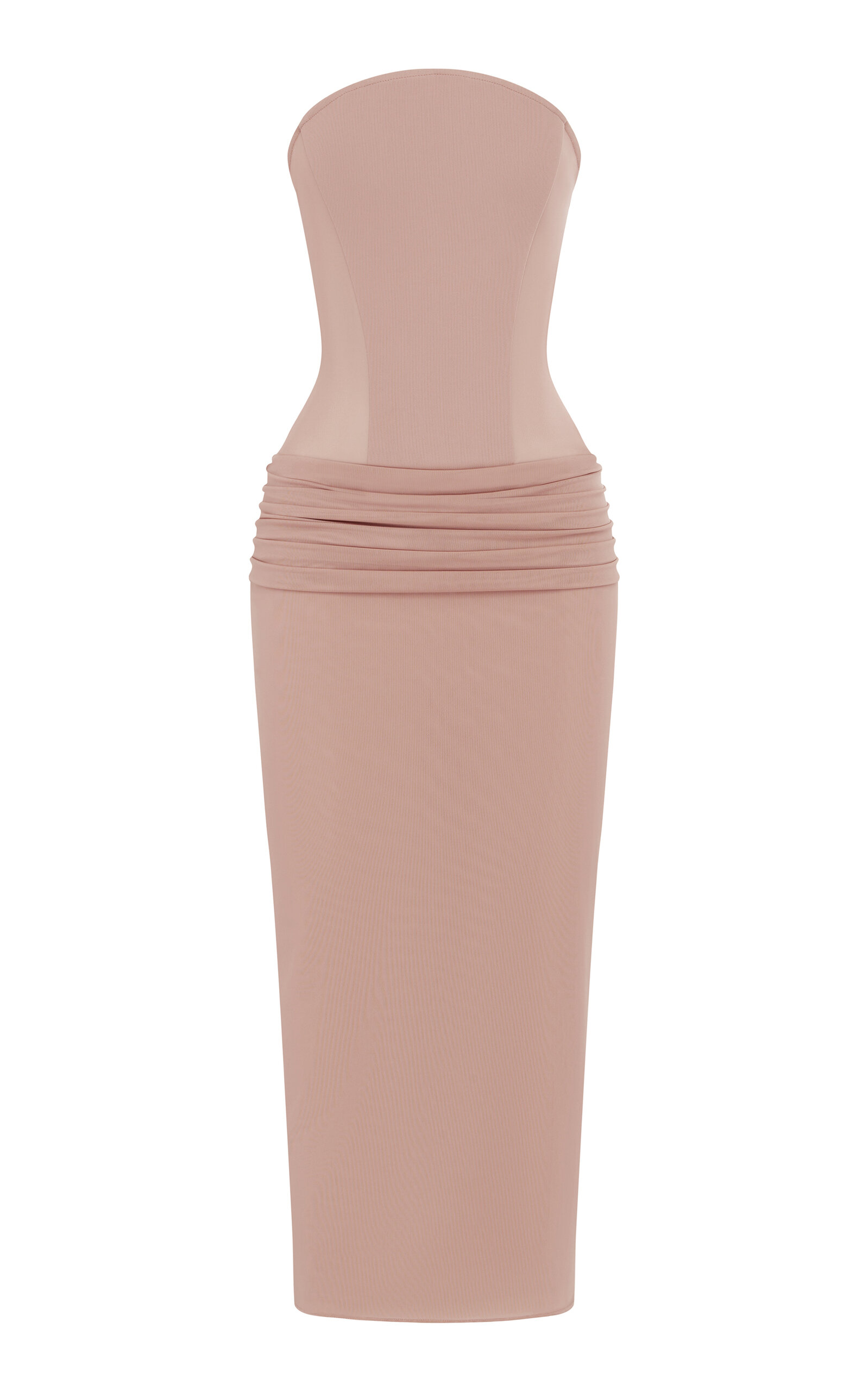 Curved Longline Powermesh Midi Dress