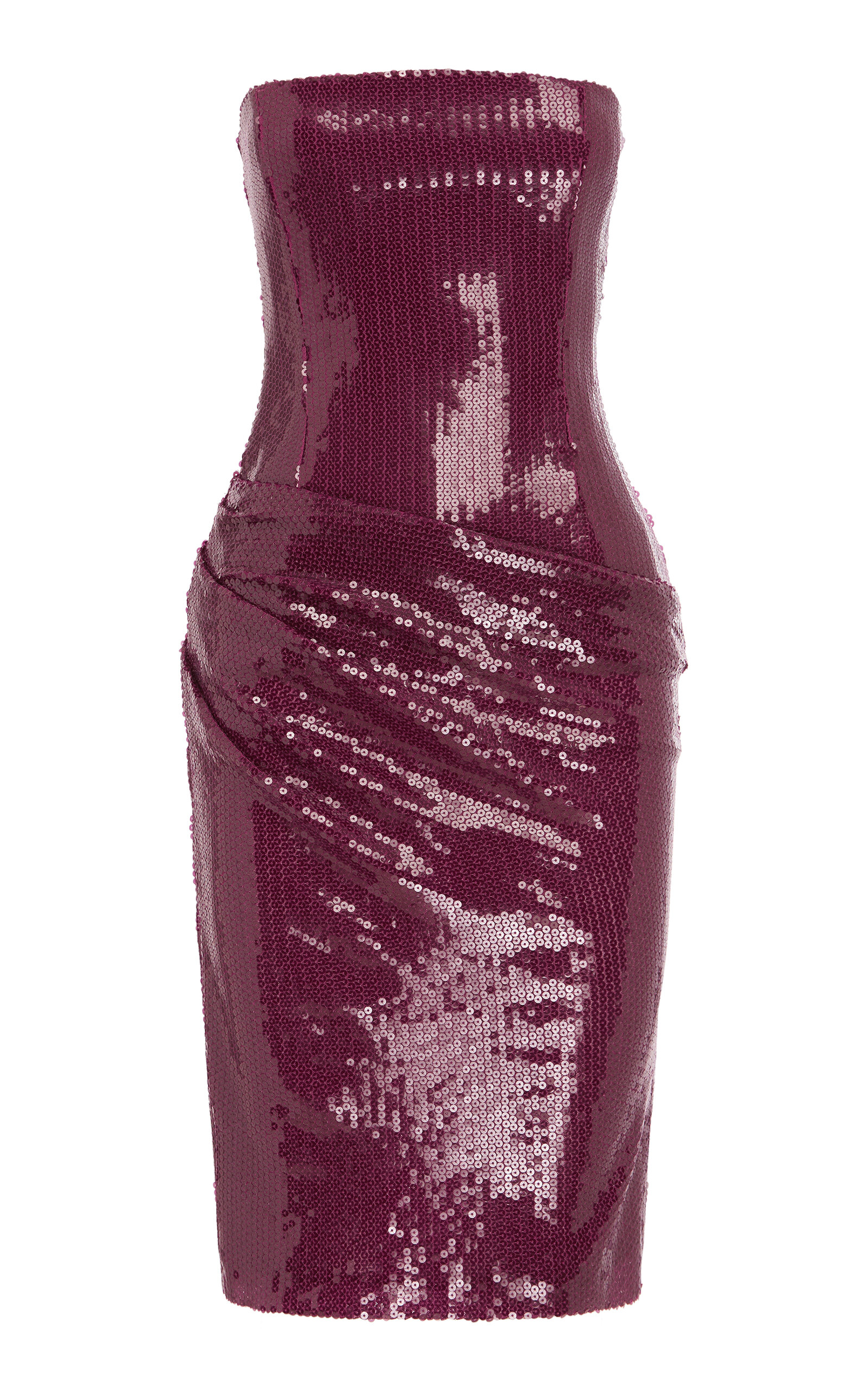 Strapless Sequin Mesh Midi Dress
