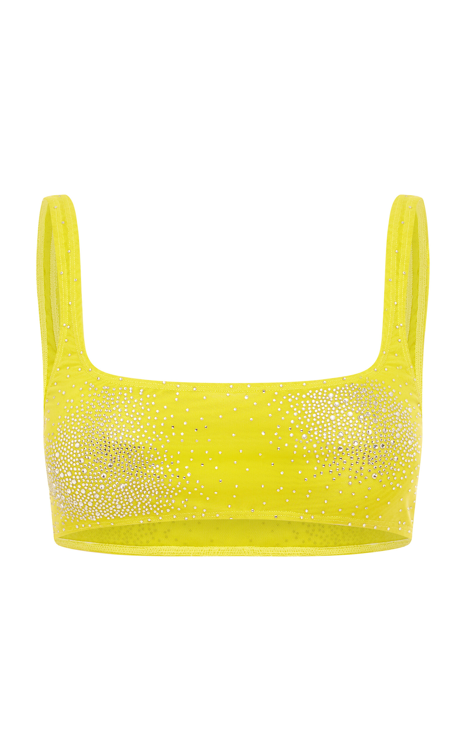 Portrait Crystal Mesh Crop Top