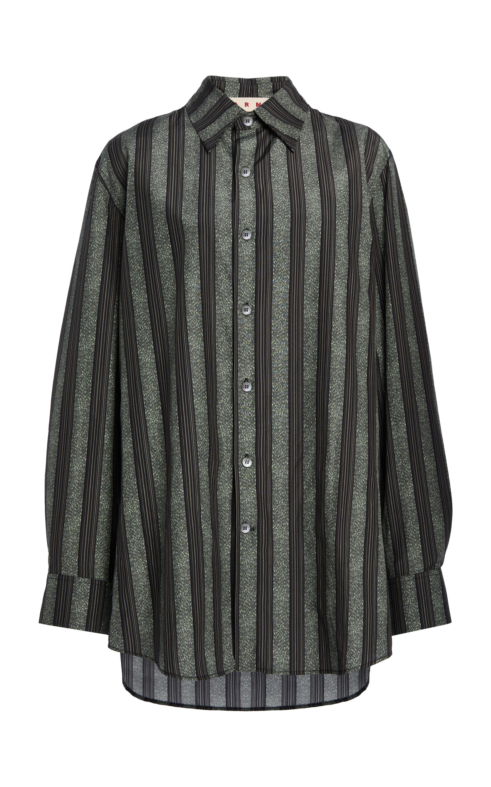 Striped Cotton-Silk Button-Up Shirt