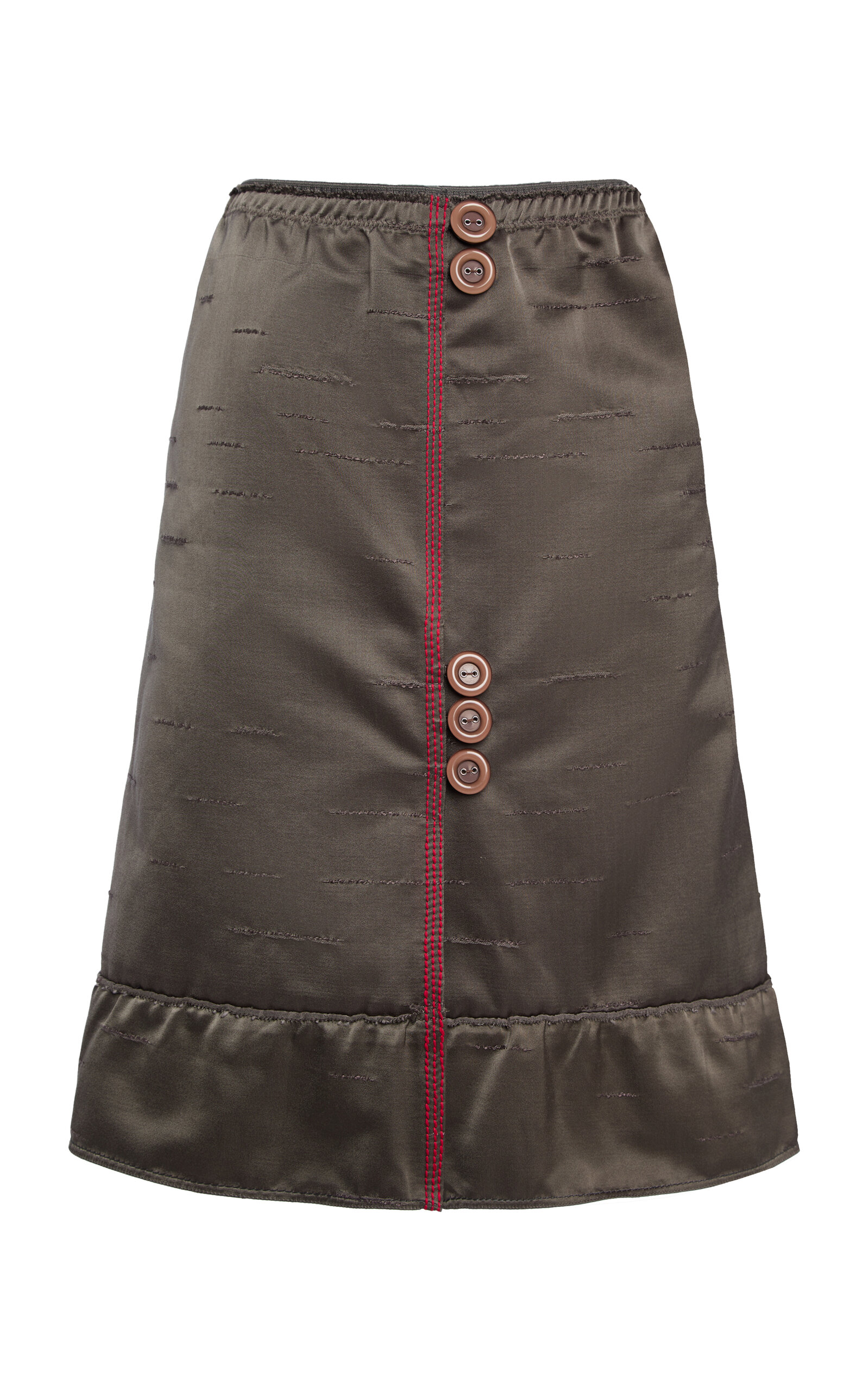 Button-Detailed Cotton-Blend Midi Skirt
