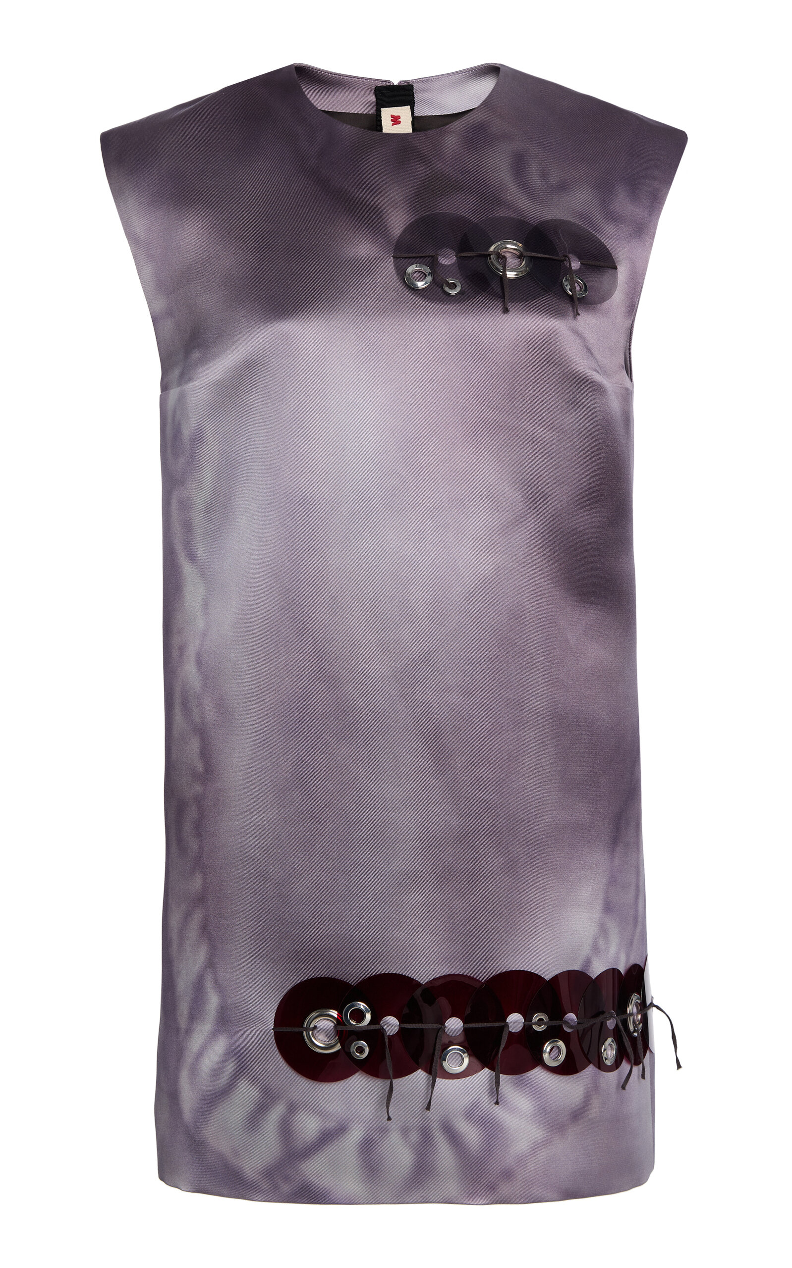 Grommet-Embellished Mini Shift Dress