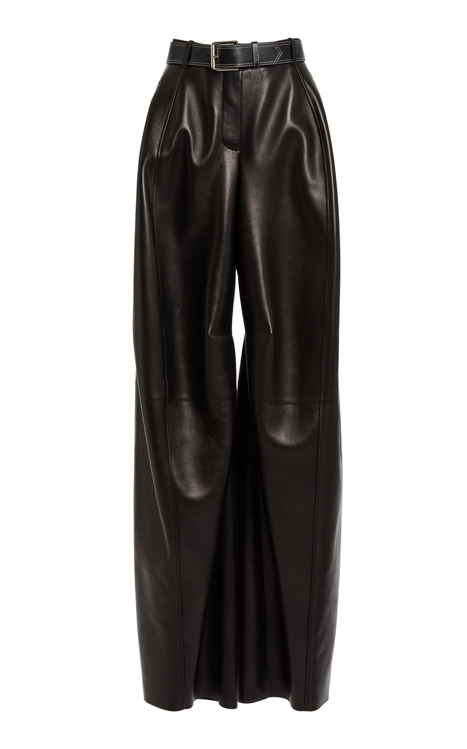 Givenchy High-rise Leather Barrel-leg Pants In Black