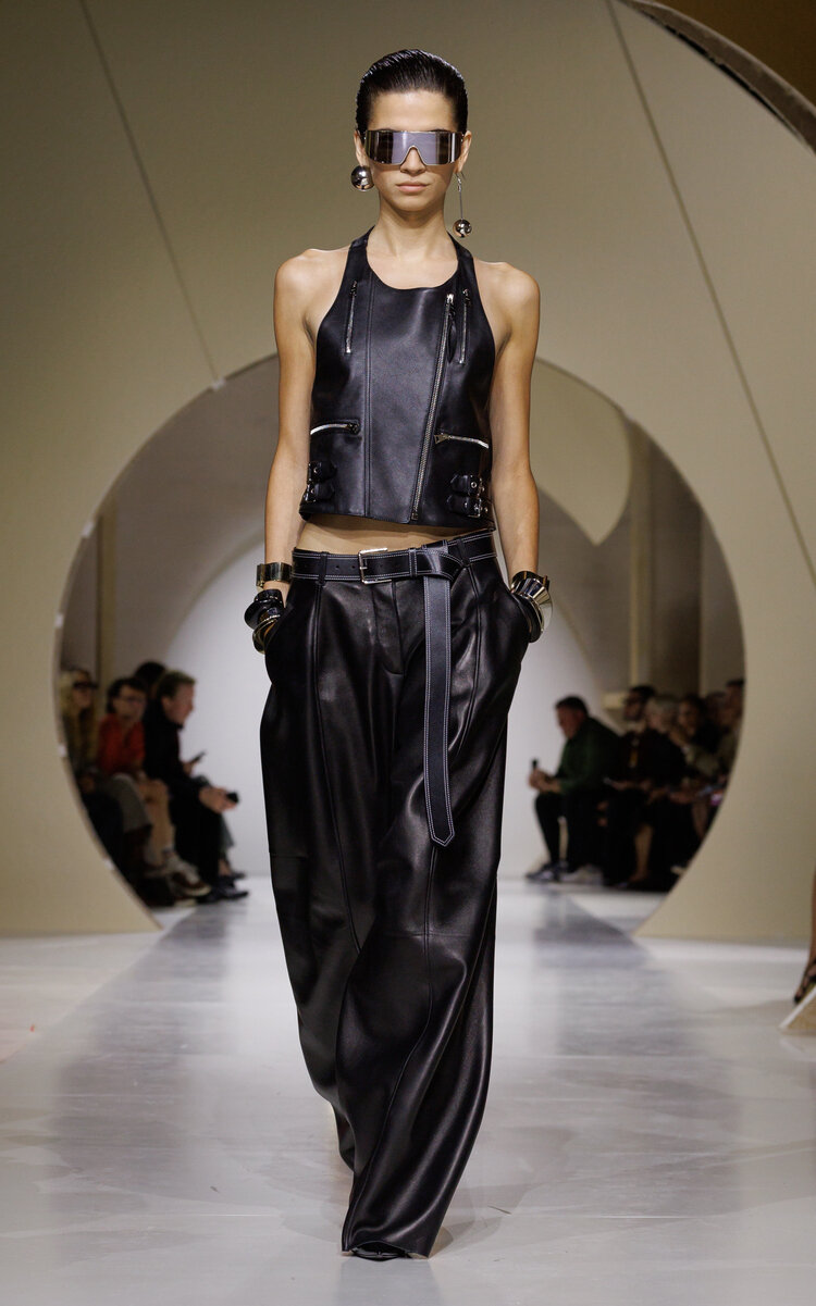Givenchy Twisted-seam Leather Barrel-leg Pants In Black