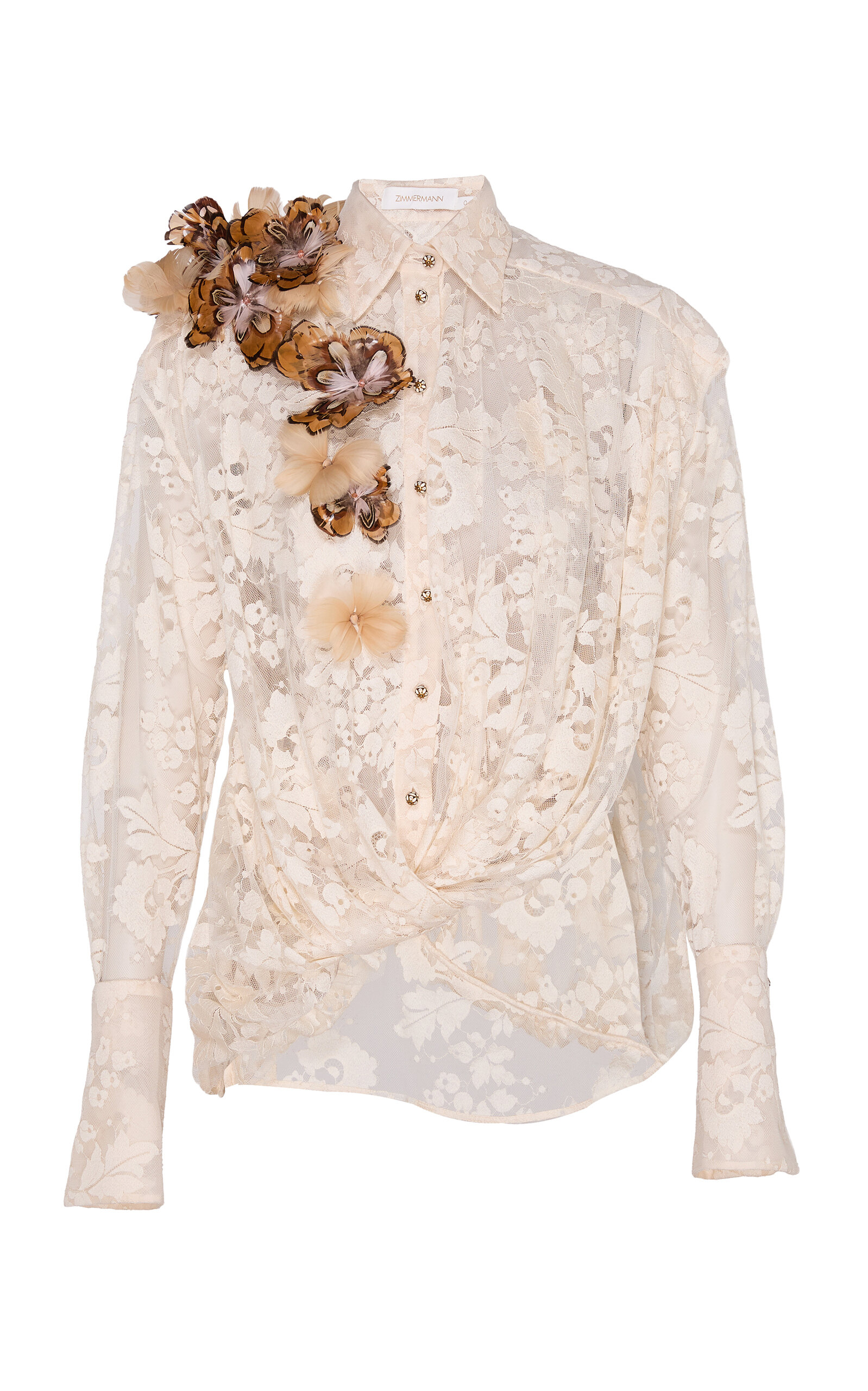Becoming Feather Lace Linen-Silk Top