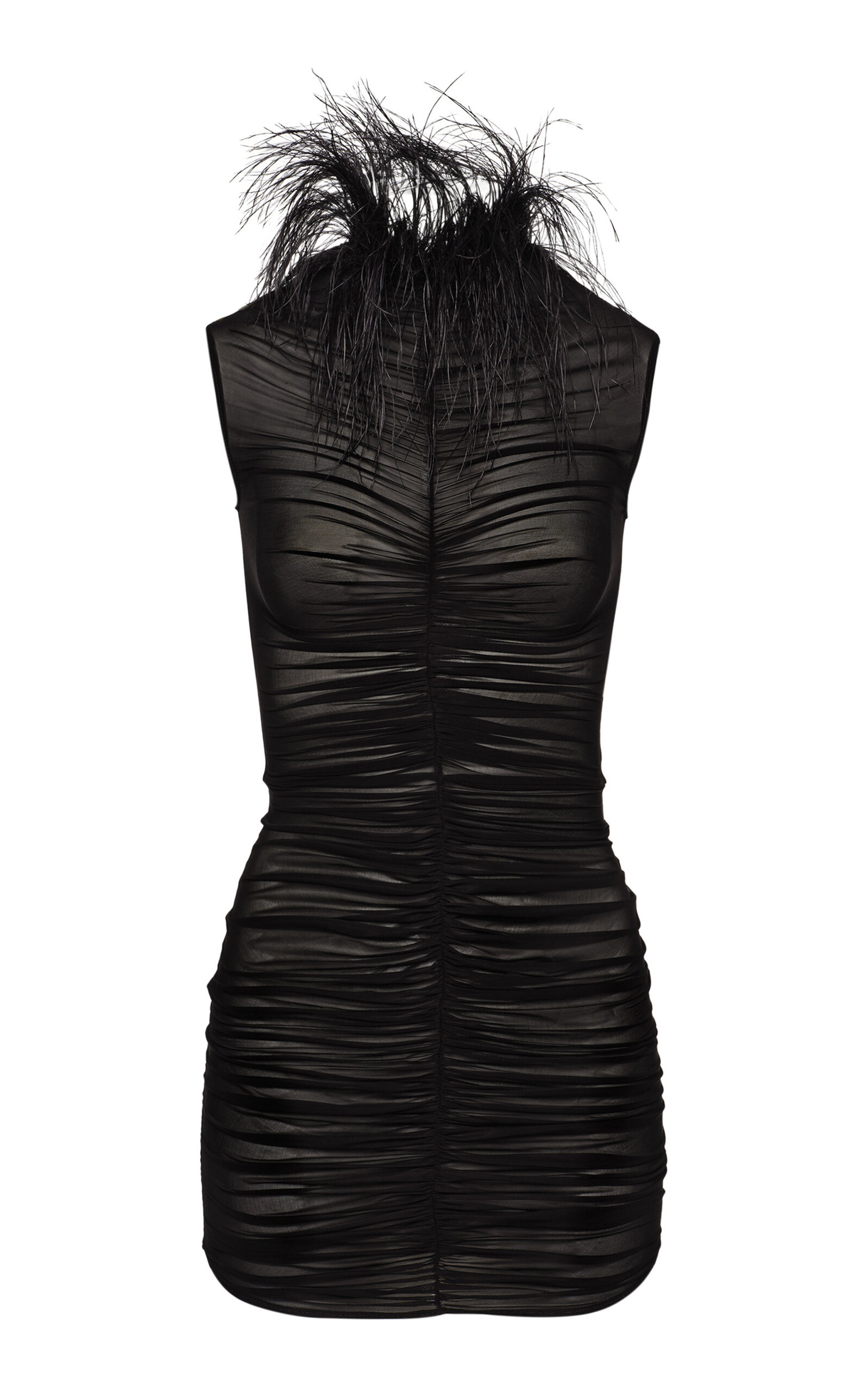 Feather-Trimmed Mini Dress
