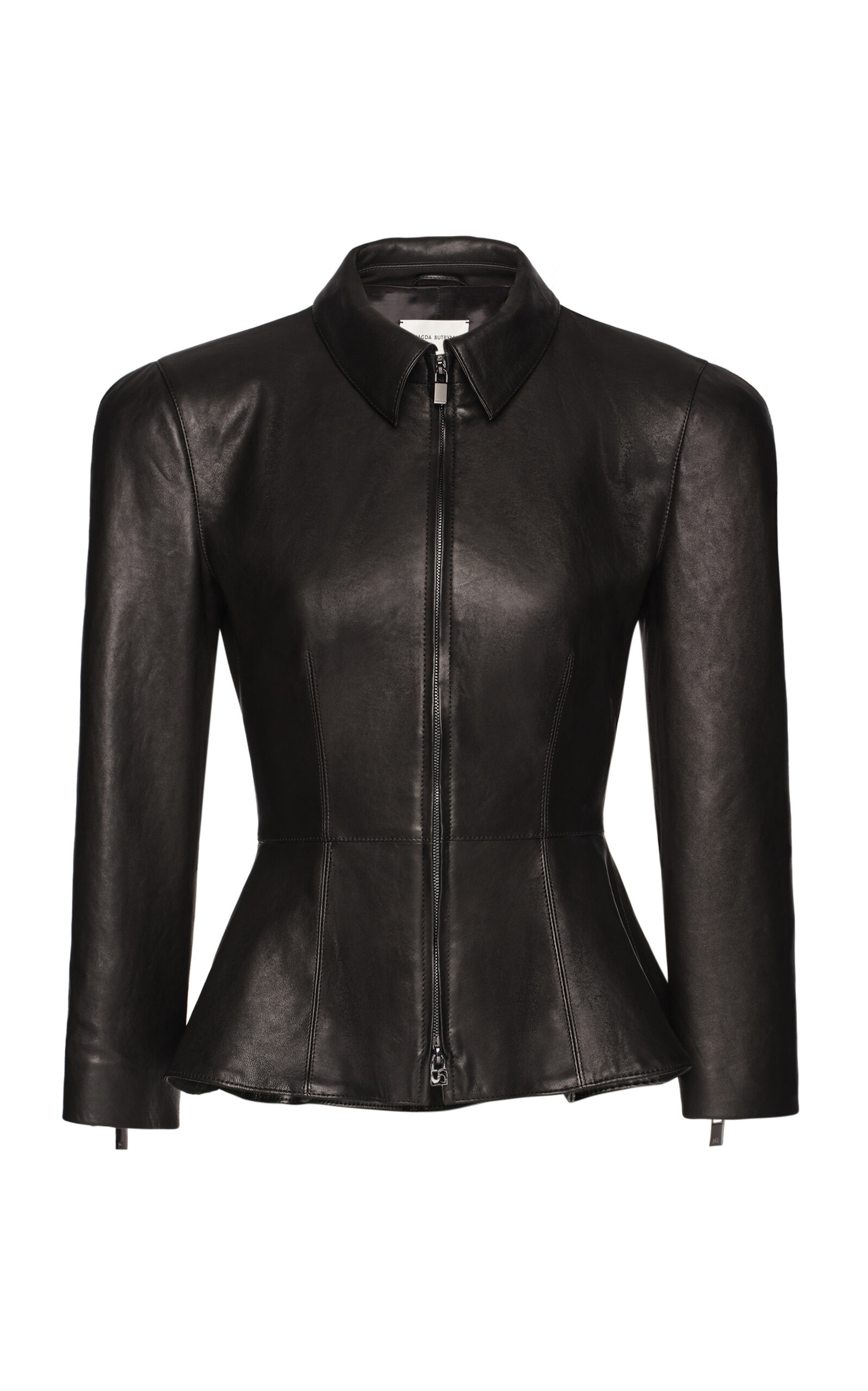Peplum-Waist Leather Jacket