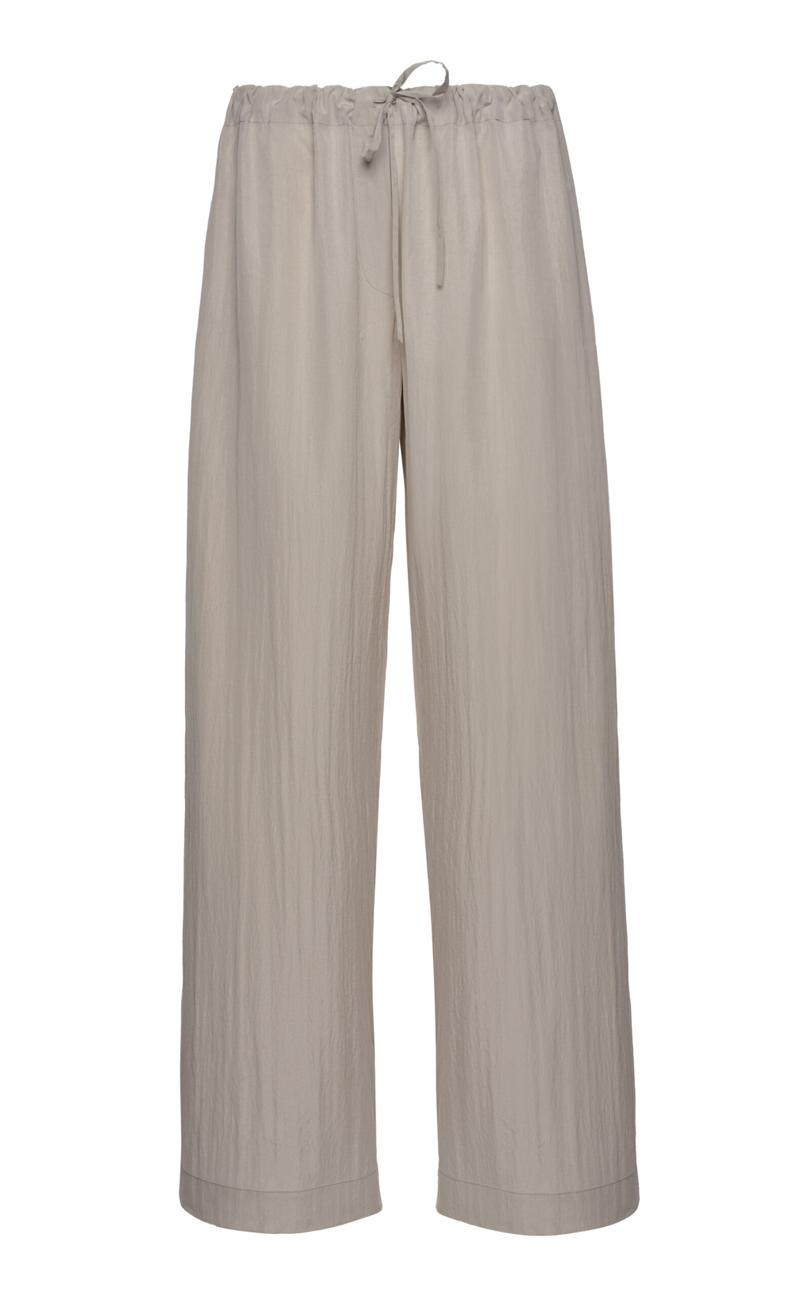 Mid-Rise Cotton-Silk Straight-Leg Pants