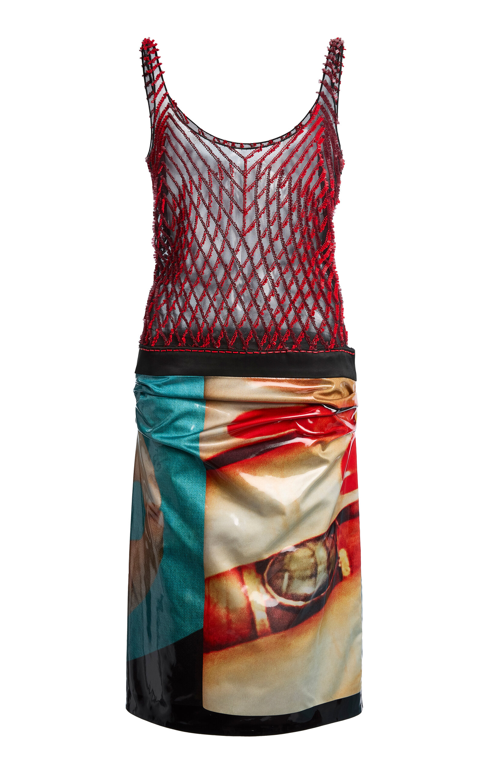 Lacquer Lattice Bead Midi Dress