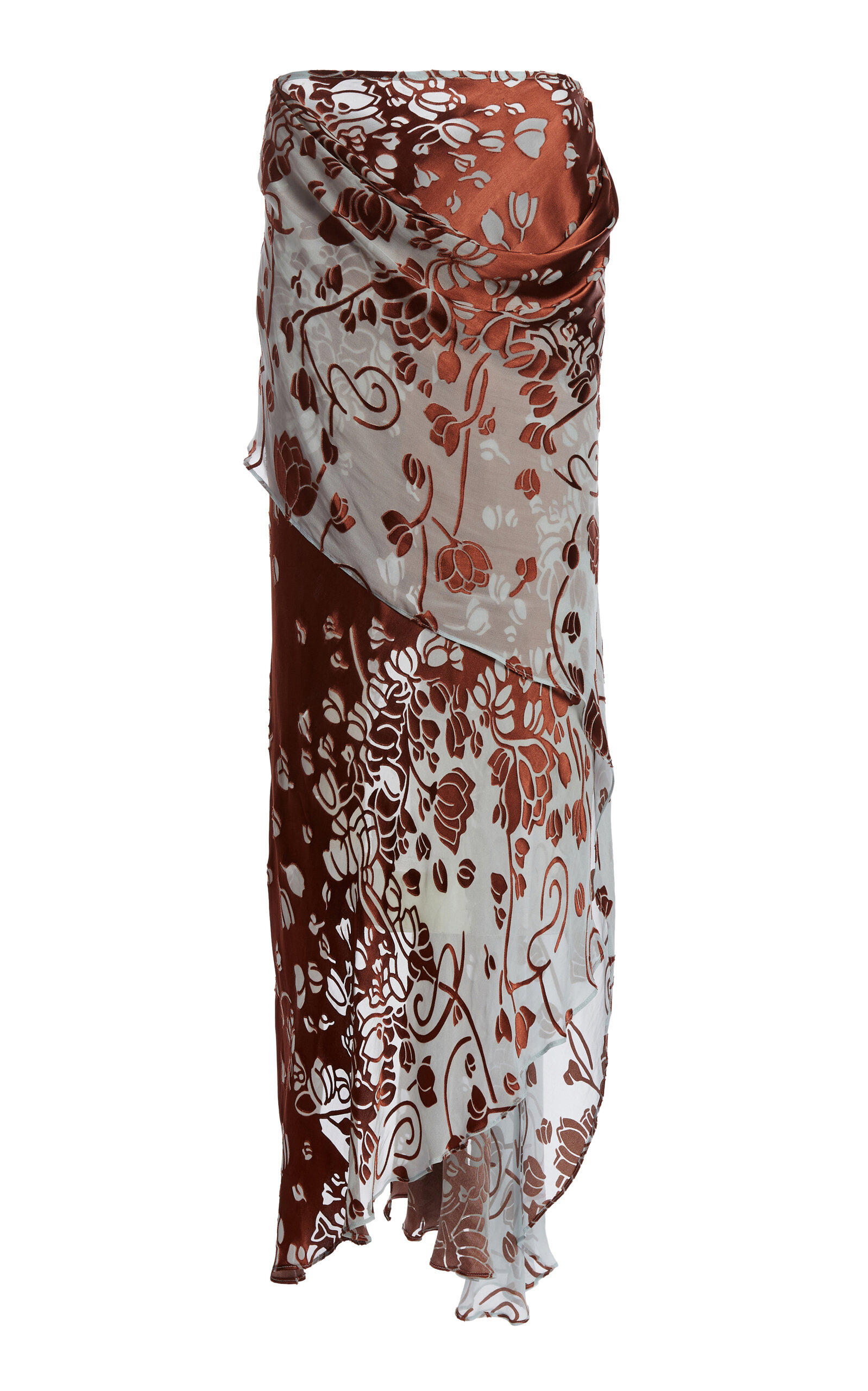 Burnout Cowl Hip Slip Maxi Skirt