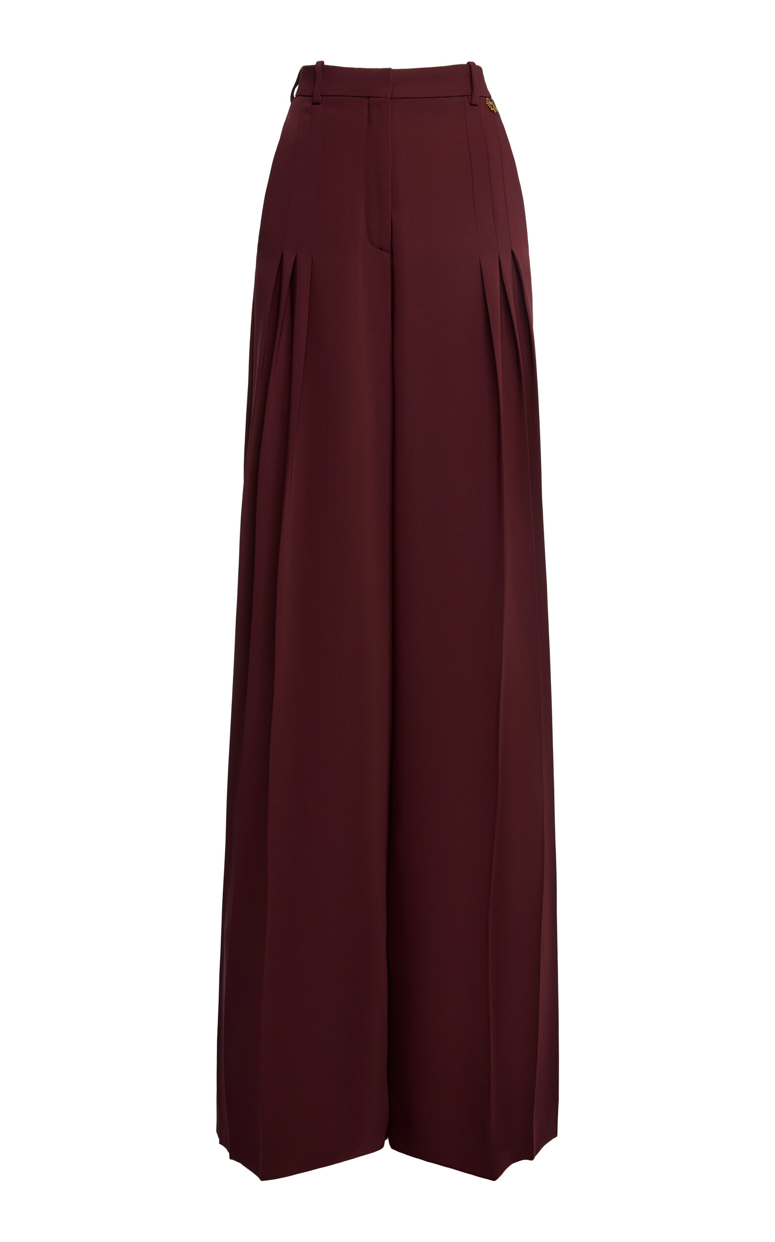 Zuhair Murad Pleated Wide-leg Cady Pants In Burgundy
