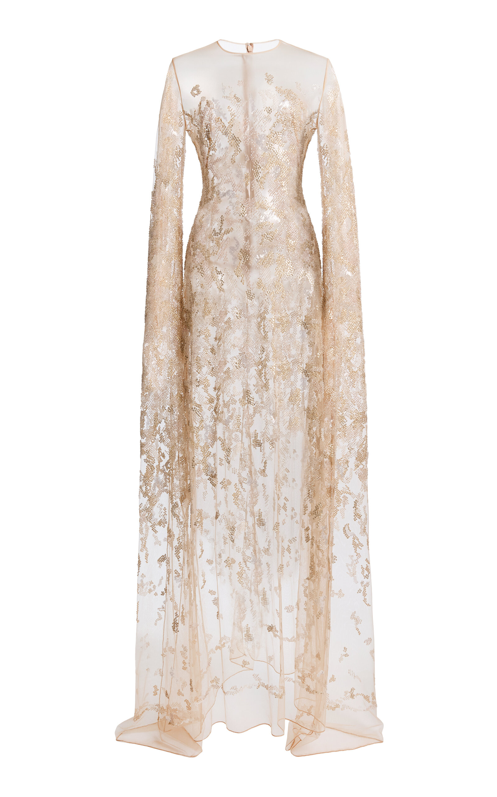 Embroidered Dramatic Sleeve Maxi Dress