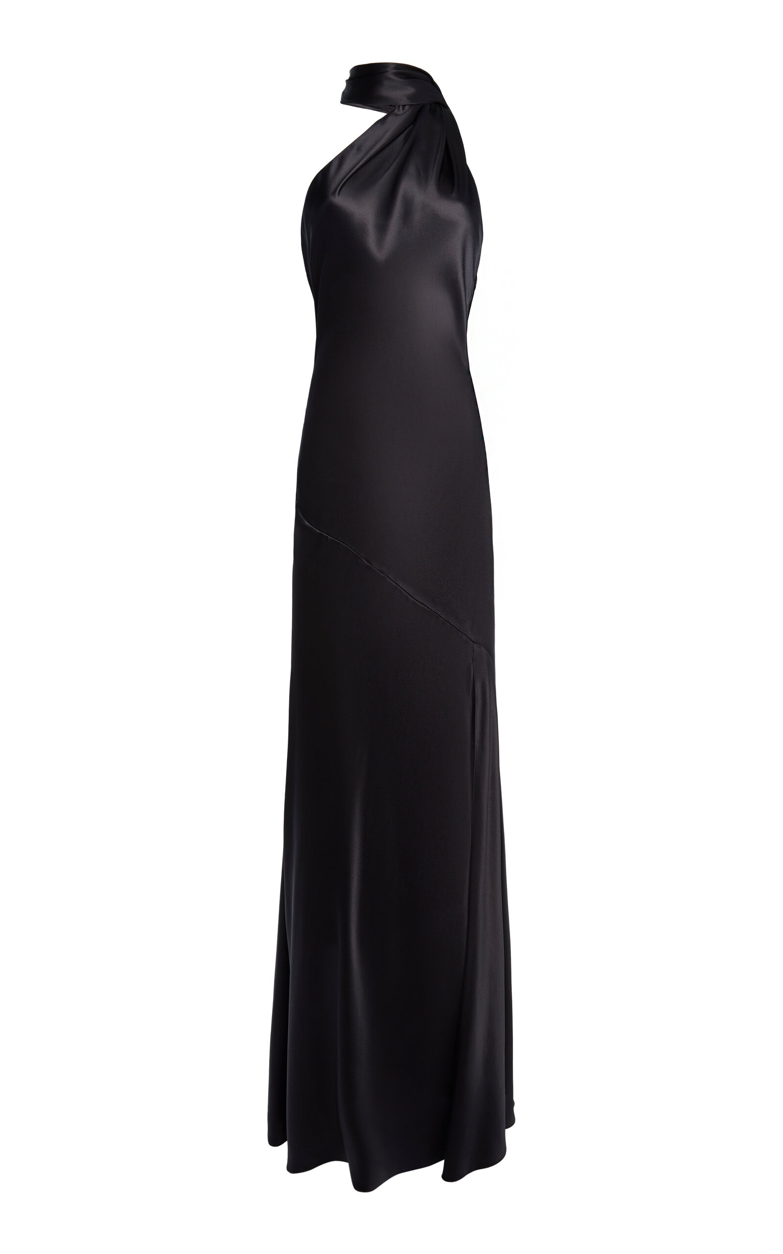 Fringe-Detailed Satin Maxi Dress