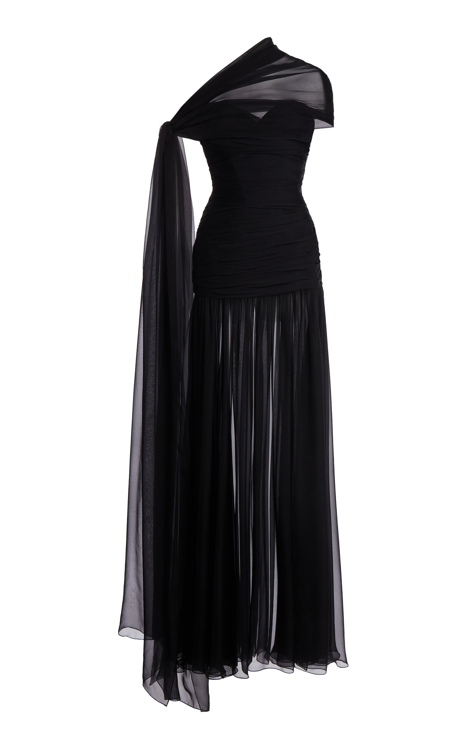 Gathered Silk Maxi Dress