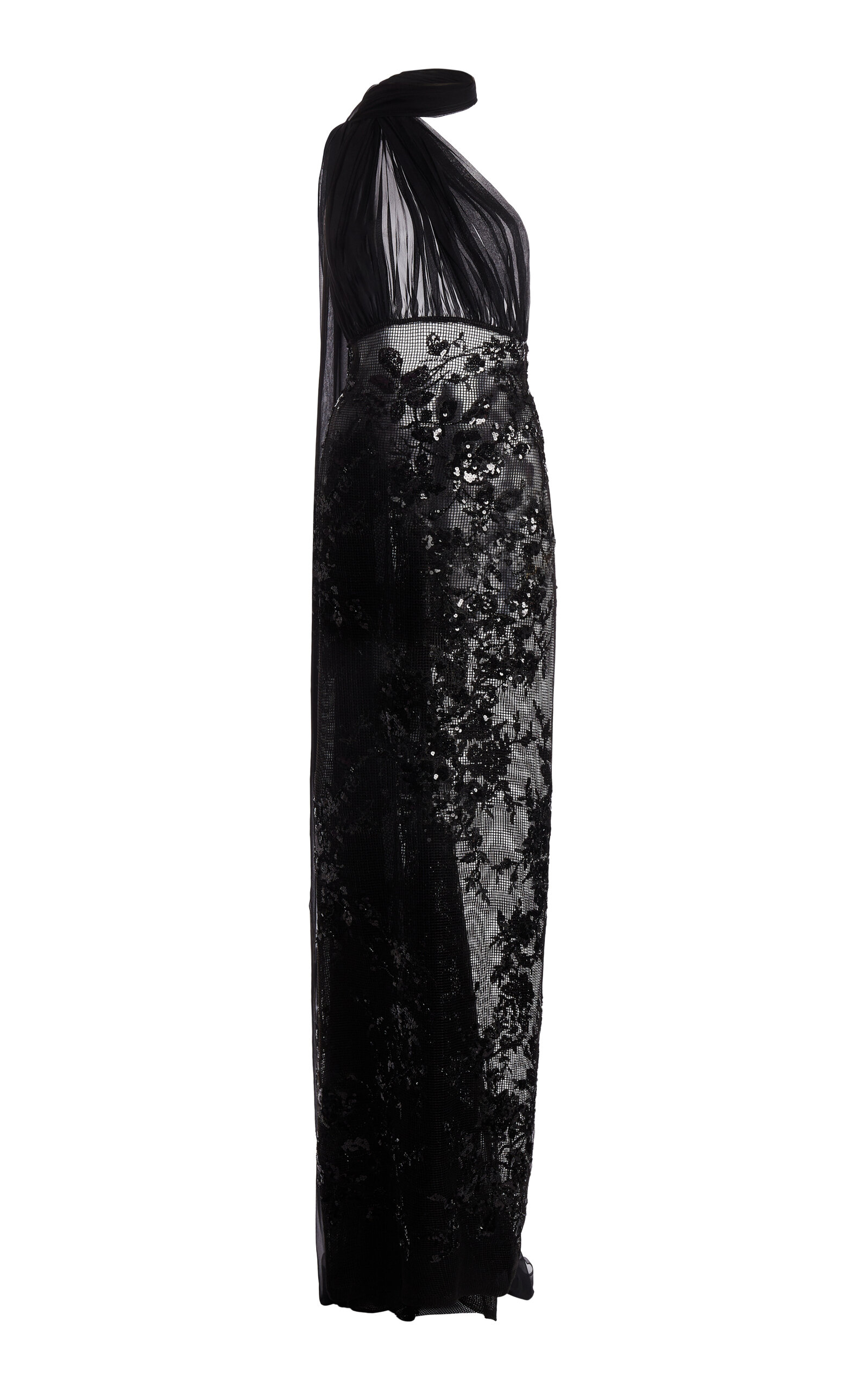 Sequined Mesh Maxi Dress